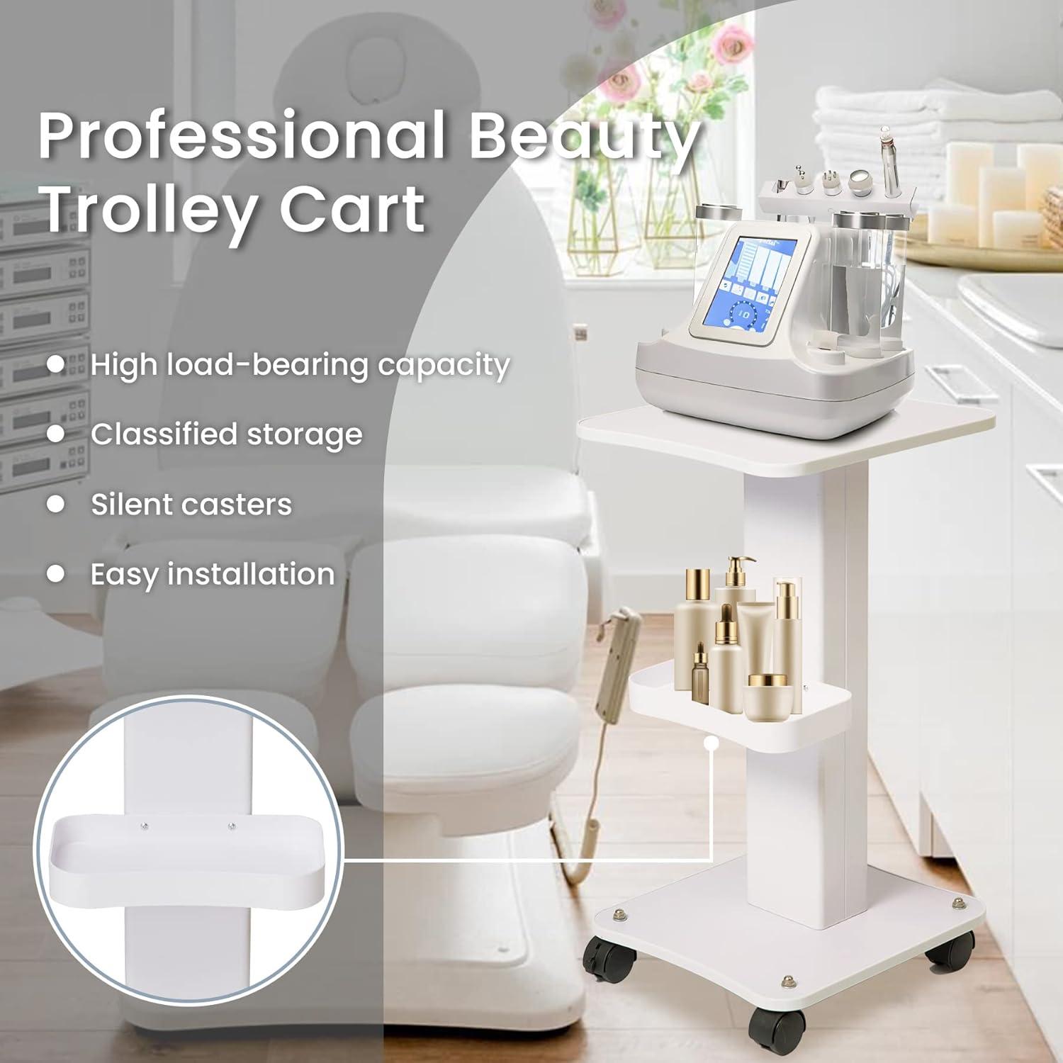 White Aluminum Alloy Salon Spa Trolley with Swivel Wheels
