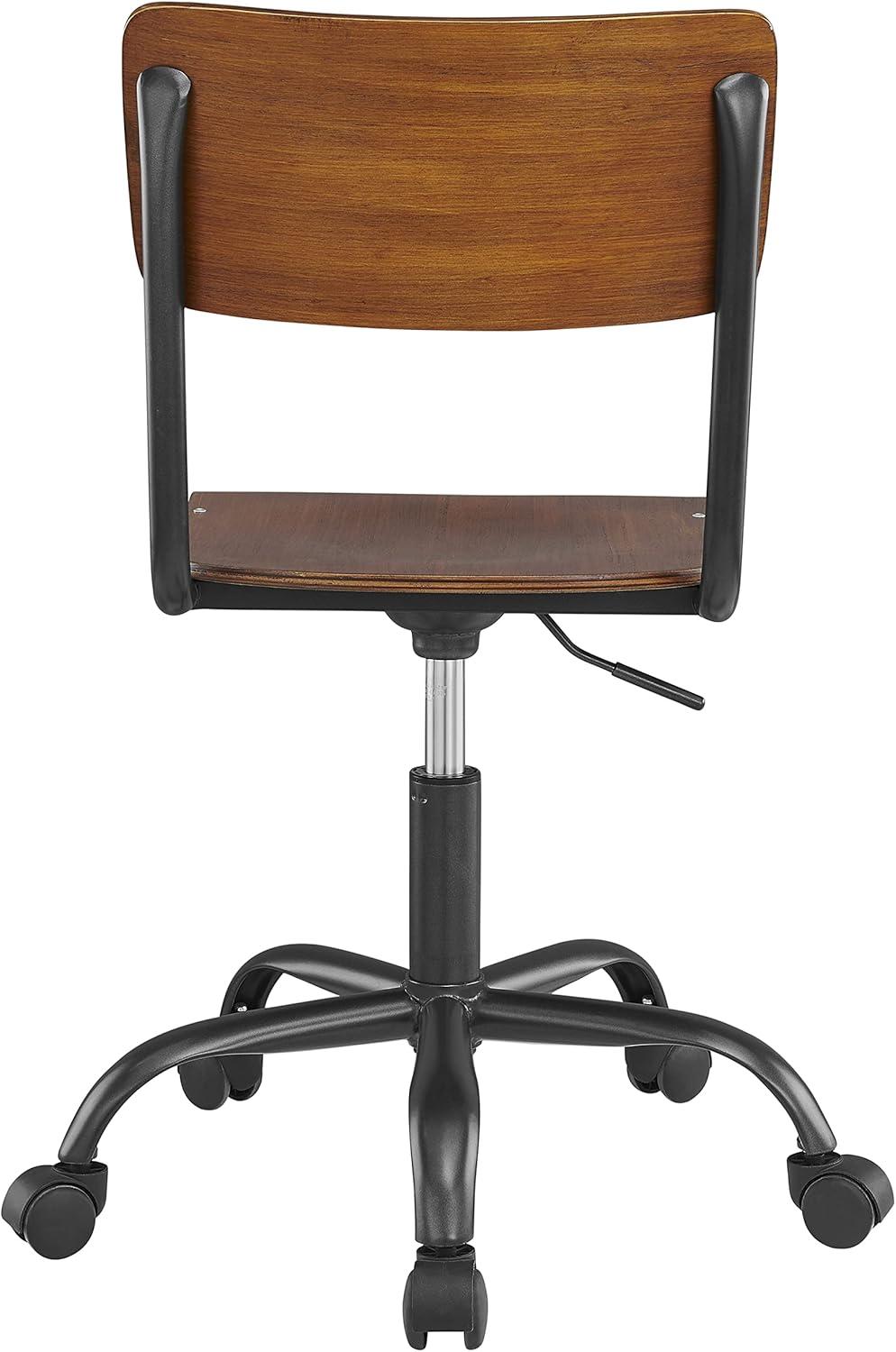 Adjustable Walnut & Metallic Gunmetal Office Chair