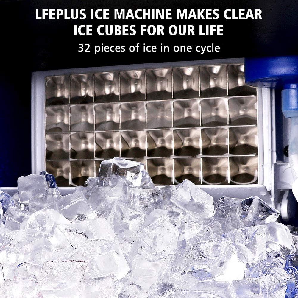 Commercial Ice Maker Machine, 70 LBS/24H Under Counter Large Ice Machine w/ 10 LBS Capacity Ice Storage Bin, 2 Water Inlet Modes, Freestanding & Built in Ice Maker for Bar/Home/Office/Shop, White