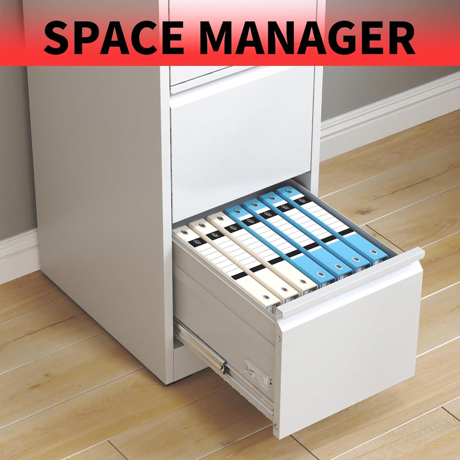 White Vertical 5-Drawer Lockable Metal Filing Cabinet