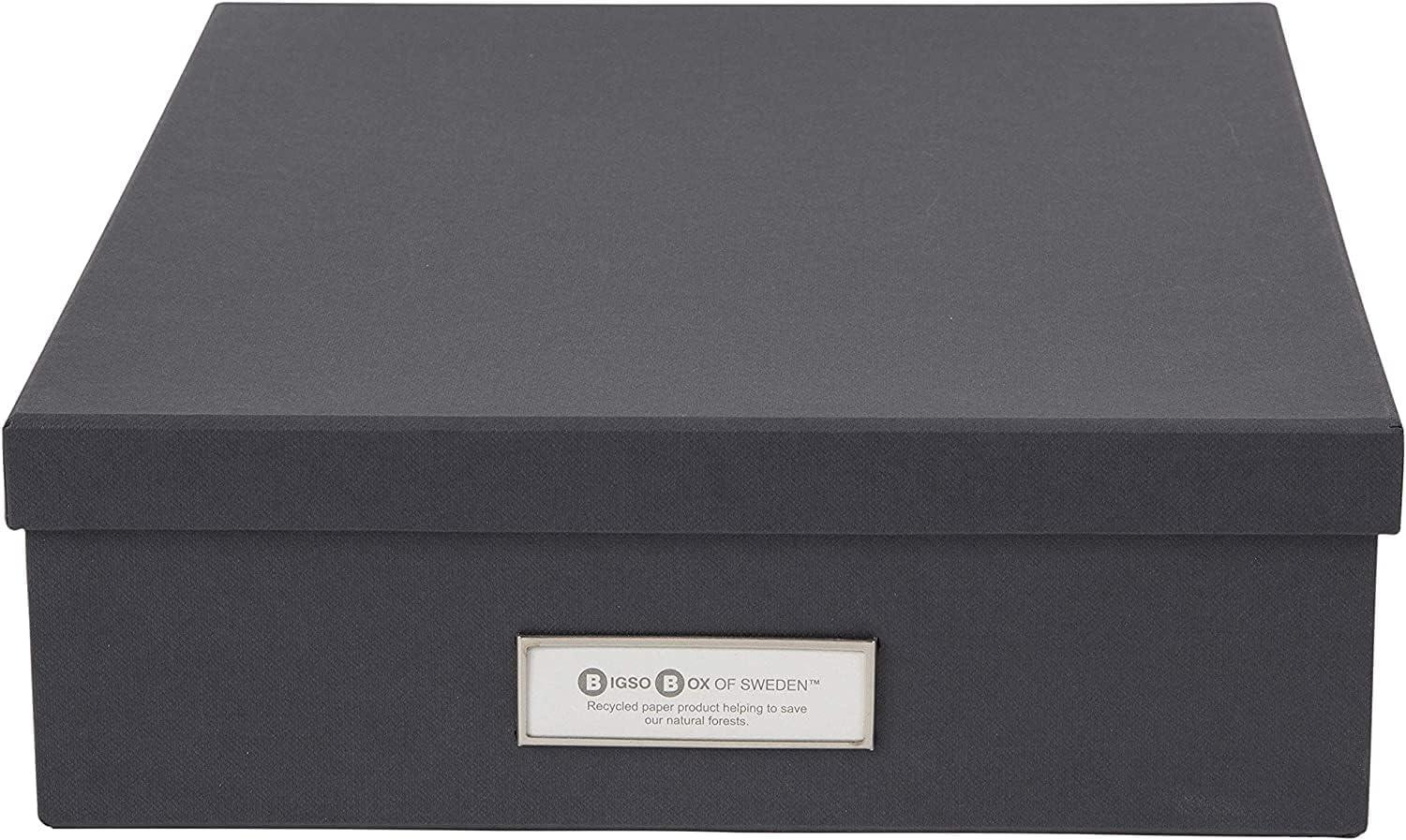 Bigso Oskar Fiberboard Label Frame Document Letter Box | Dark Grey