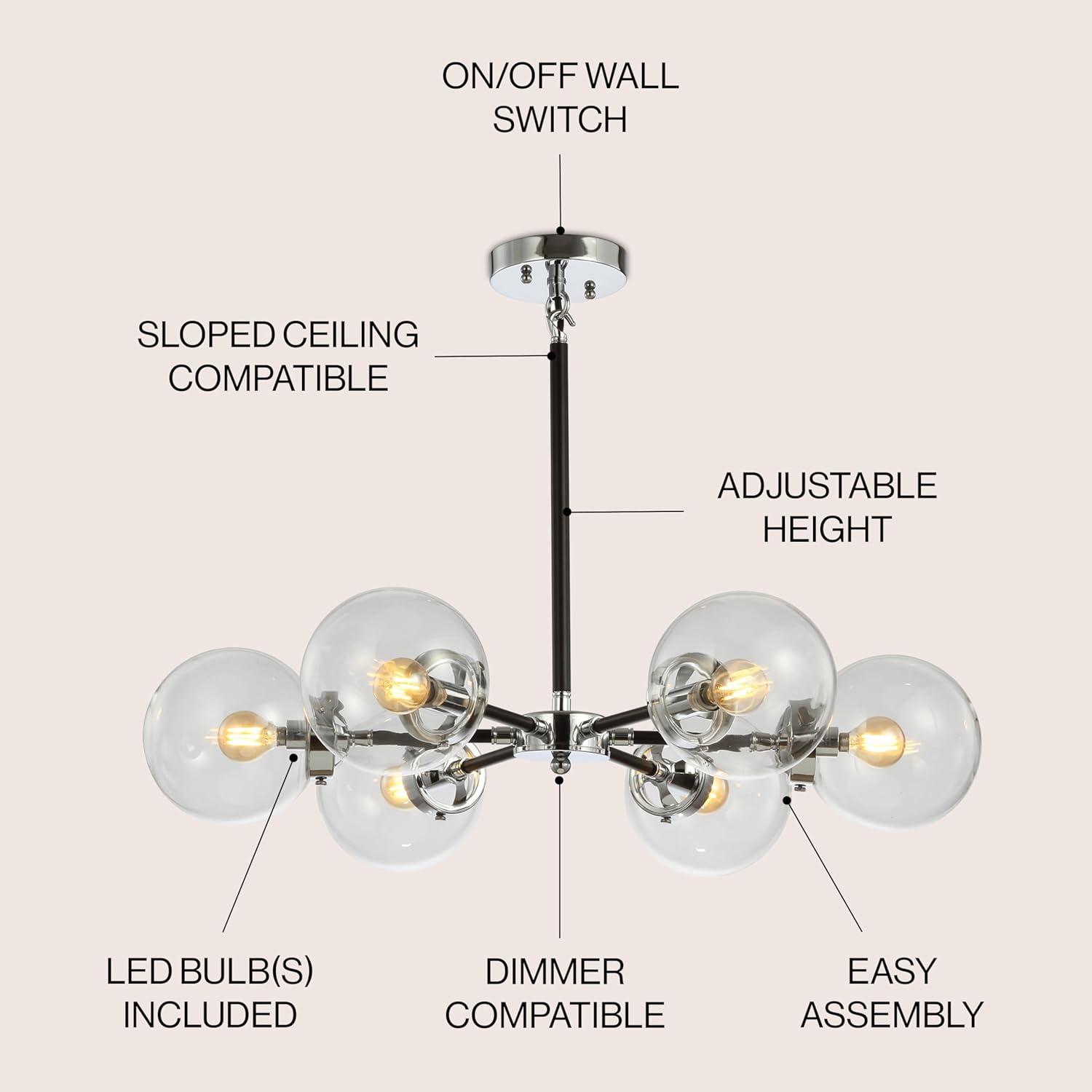 Jonathan Y Caleb 28" Black Chrome Sputnik Chandelier