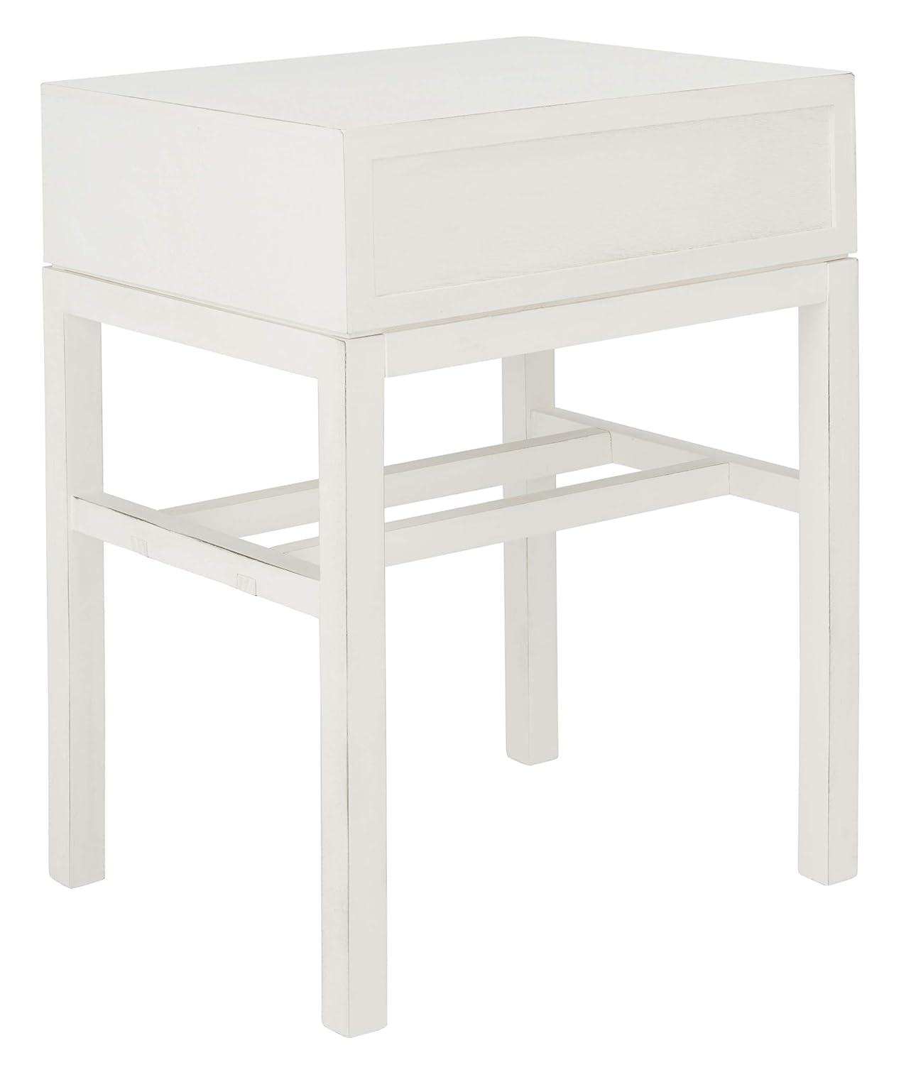Ajana 1 Drawer Accent Table - Distressed White - Safavieh.
