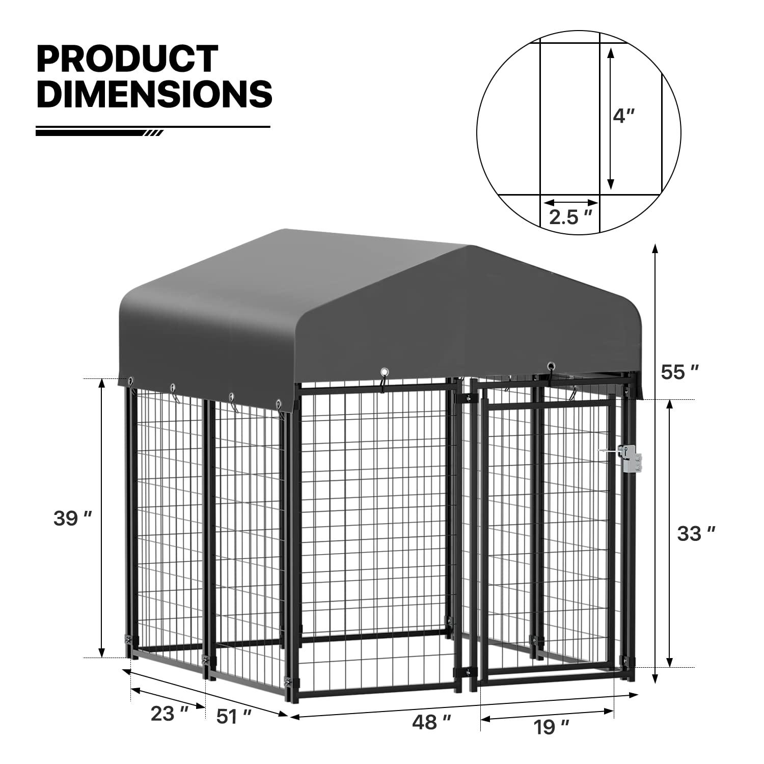 MoNiBloom 4ft x 4.25ft x 4.5ft Outdoor Dog Kennel with UV Protection Waterproof Cover, Dog Playpen Enclosure