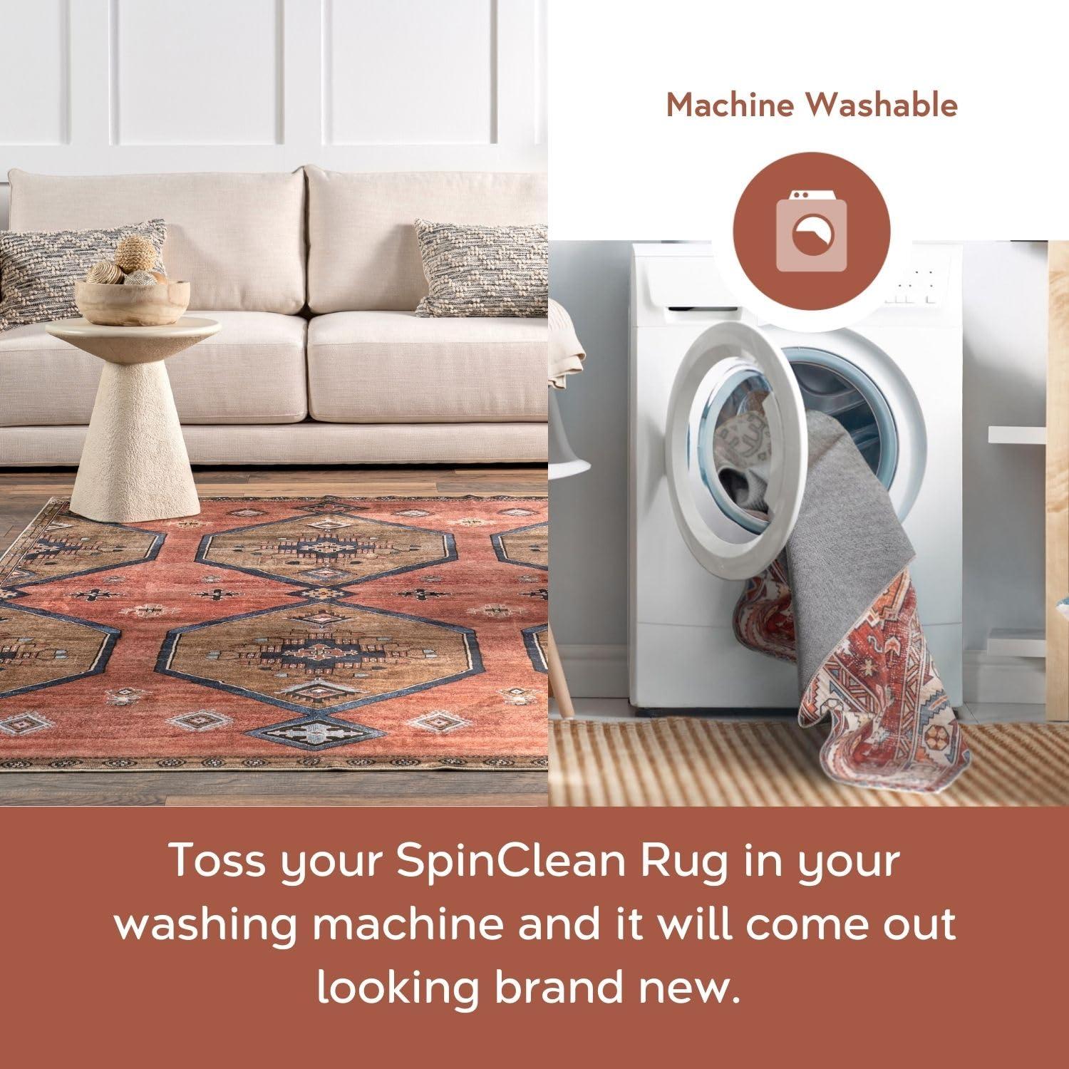Nuloom Francis Persian Medallion Pet Friendly Machine Washable Area Rug, 4' x 6', Blue