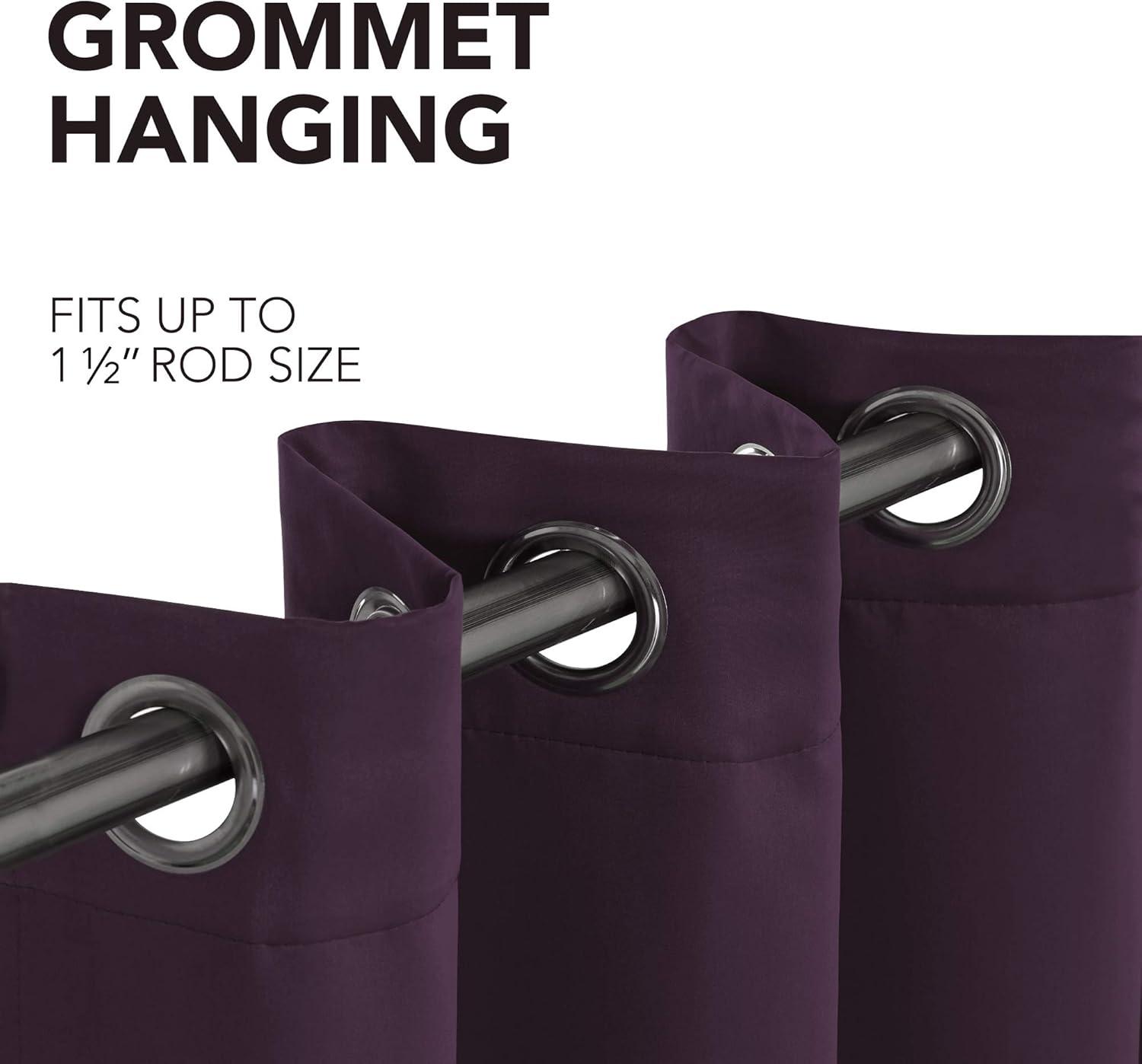 Royal Purple Faux Silk Blackout Grommet Curtains, 52 x 63 inch