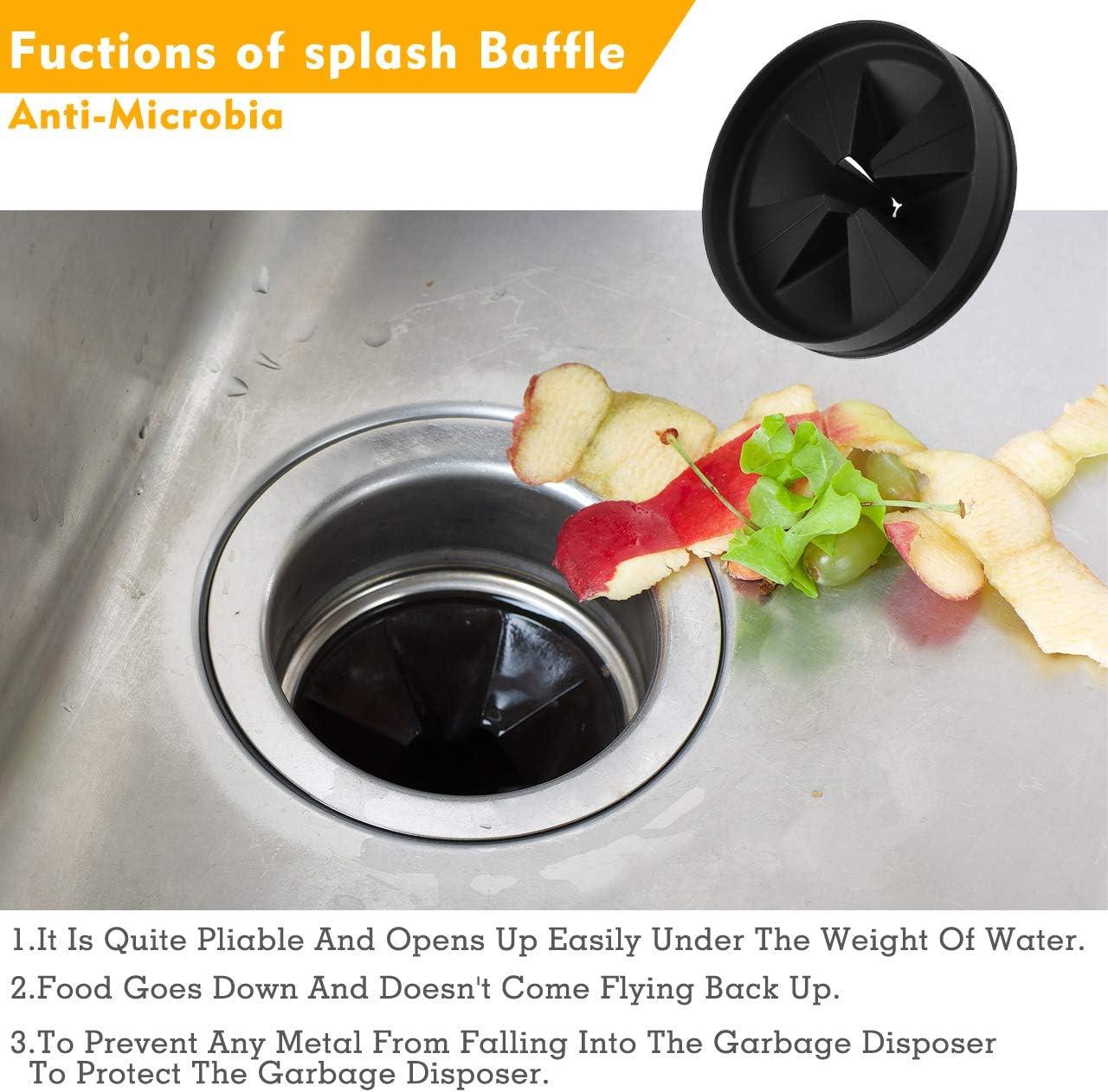 Sink Baffle QCB-AM, Replacement for Evolution Series, Garbage Disposal Splash Guards, Quite Collar, Drain Plugs, Disposer Accessories 3.25Inch (Black (1pcs))