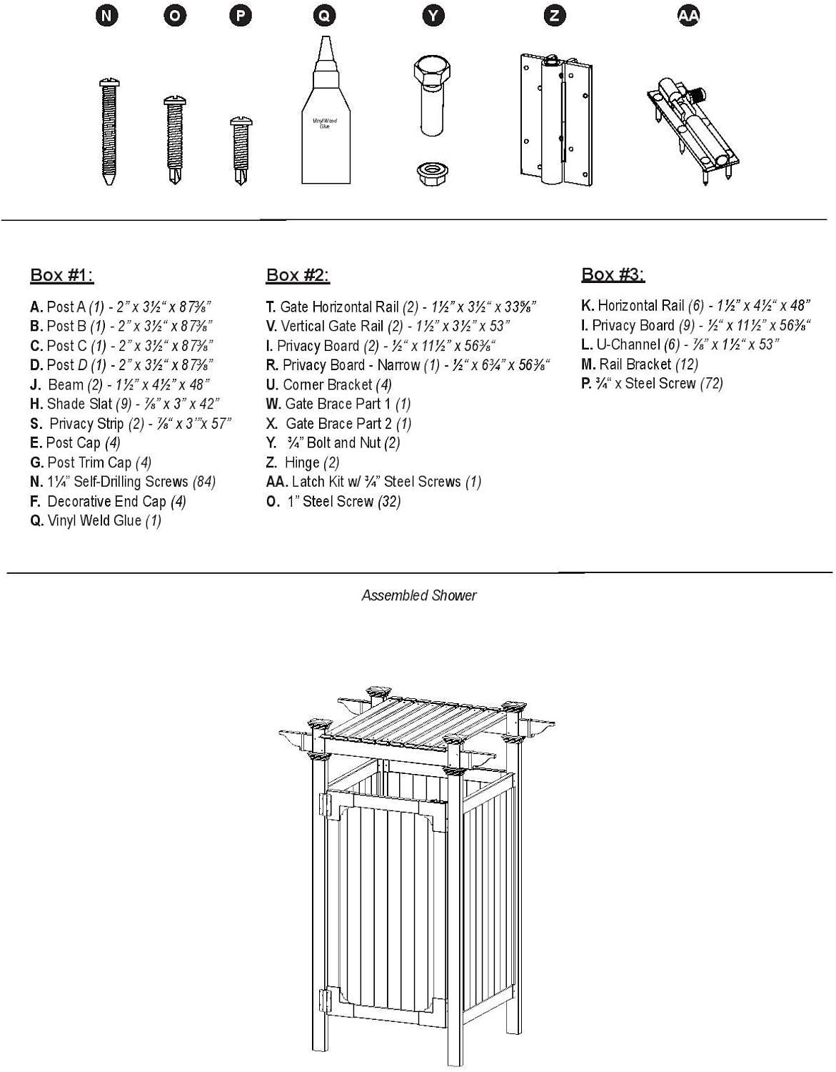 89in White Vinyl Outdoor Shower Enclosure Kit with Door