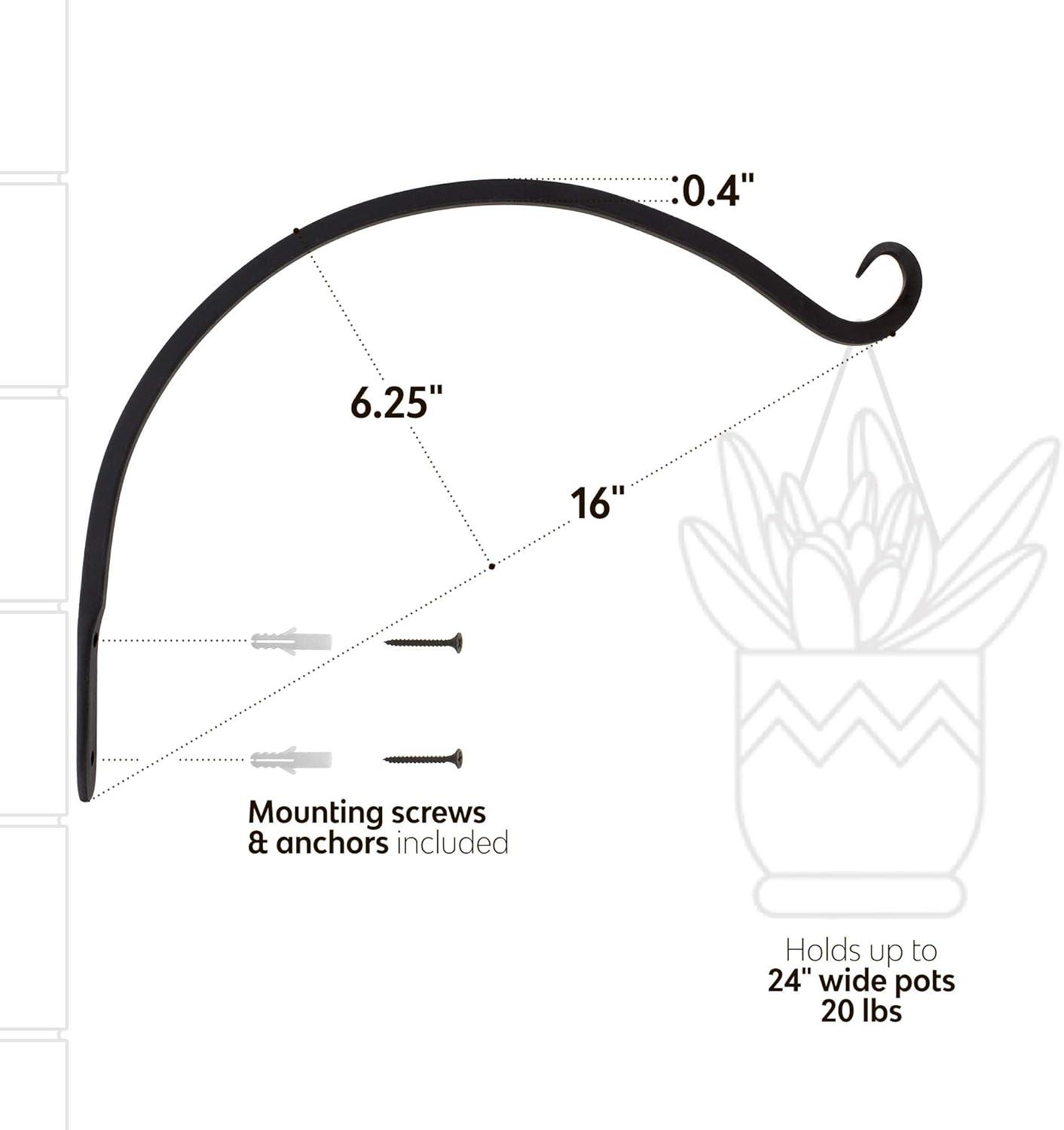 Polished Black Steel Wall Mount Hanging Plant Bracket