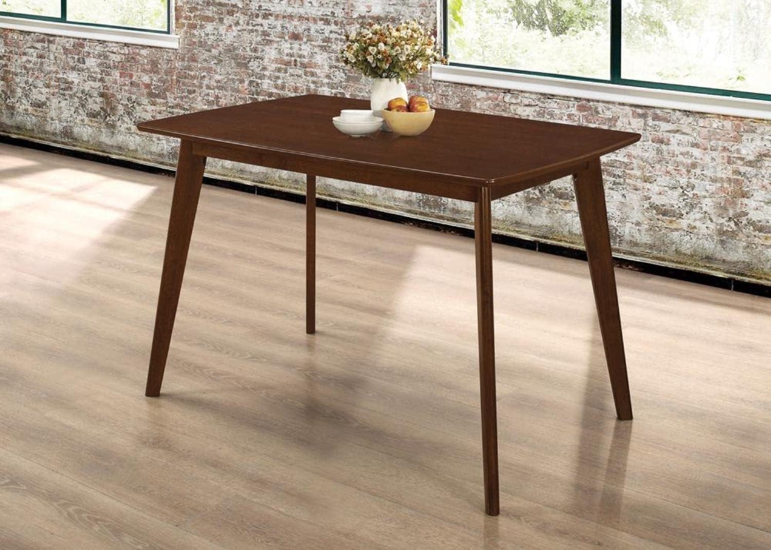 Retro Chestnut Solid Wood Dining Table with Angled Legs