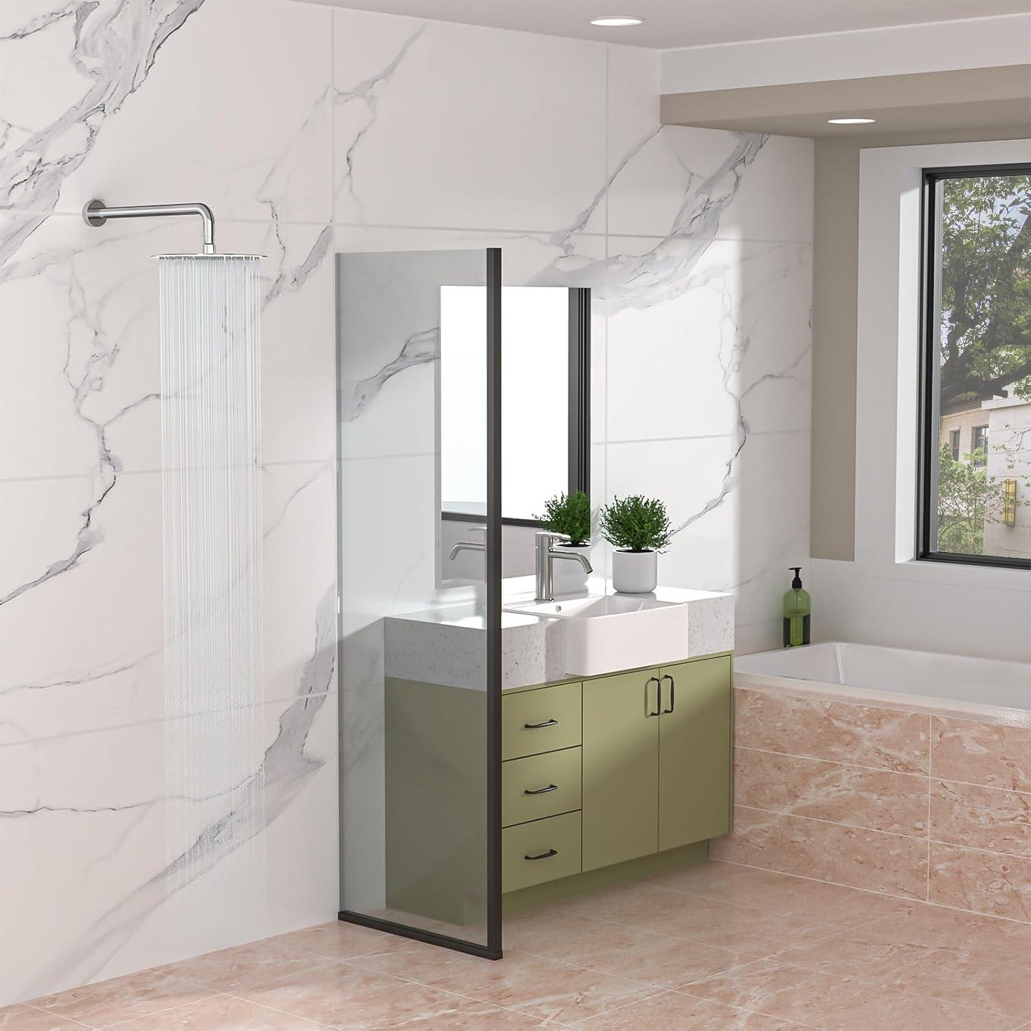 Lordear Shower Arm Chrome 16 Inch Shower Extension Arm L Shape Polished Chrome Stainless Steel Long Shower Head Extension Tube, Shower Extender Arm with Flange