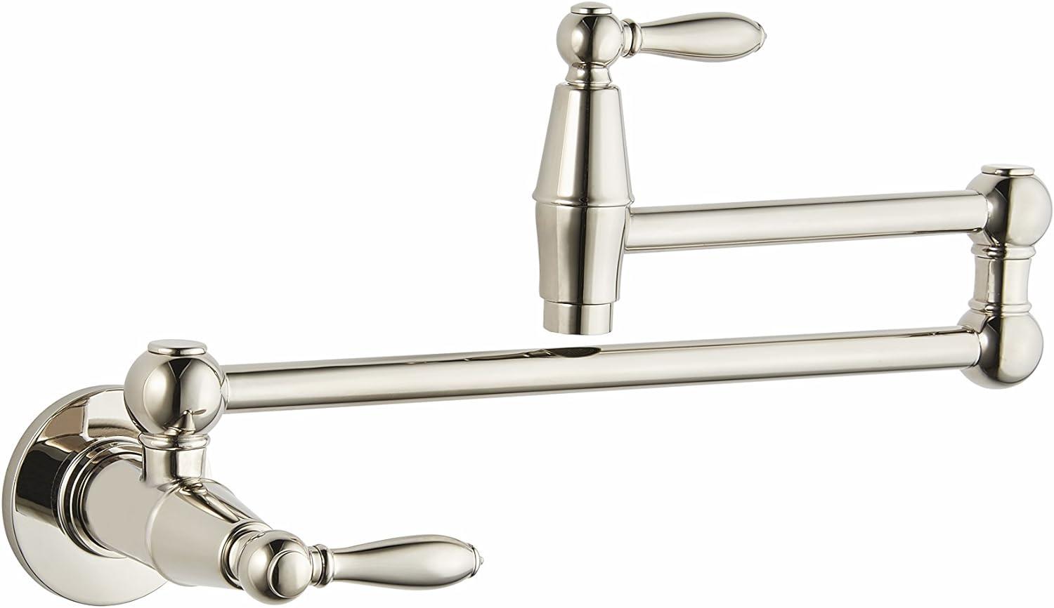 Port Haven Polished Nickel Wall-Mounted Pot Filler Faucet