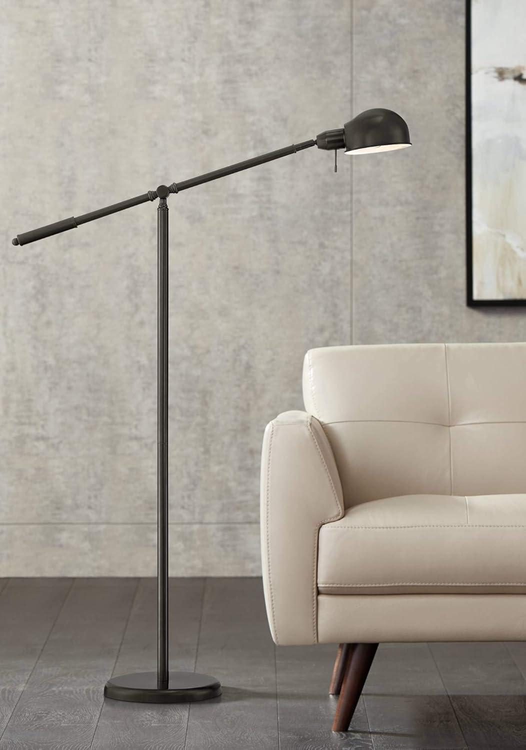 360 Lighting Dawson Traditional Pharmacy Floor Lamp 55" Tall Dark Bronze Metal Adjustable Boom Arm Dome Head for Living Room Reading Bedroom