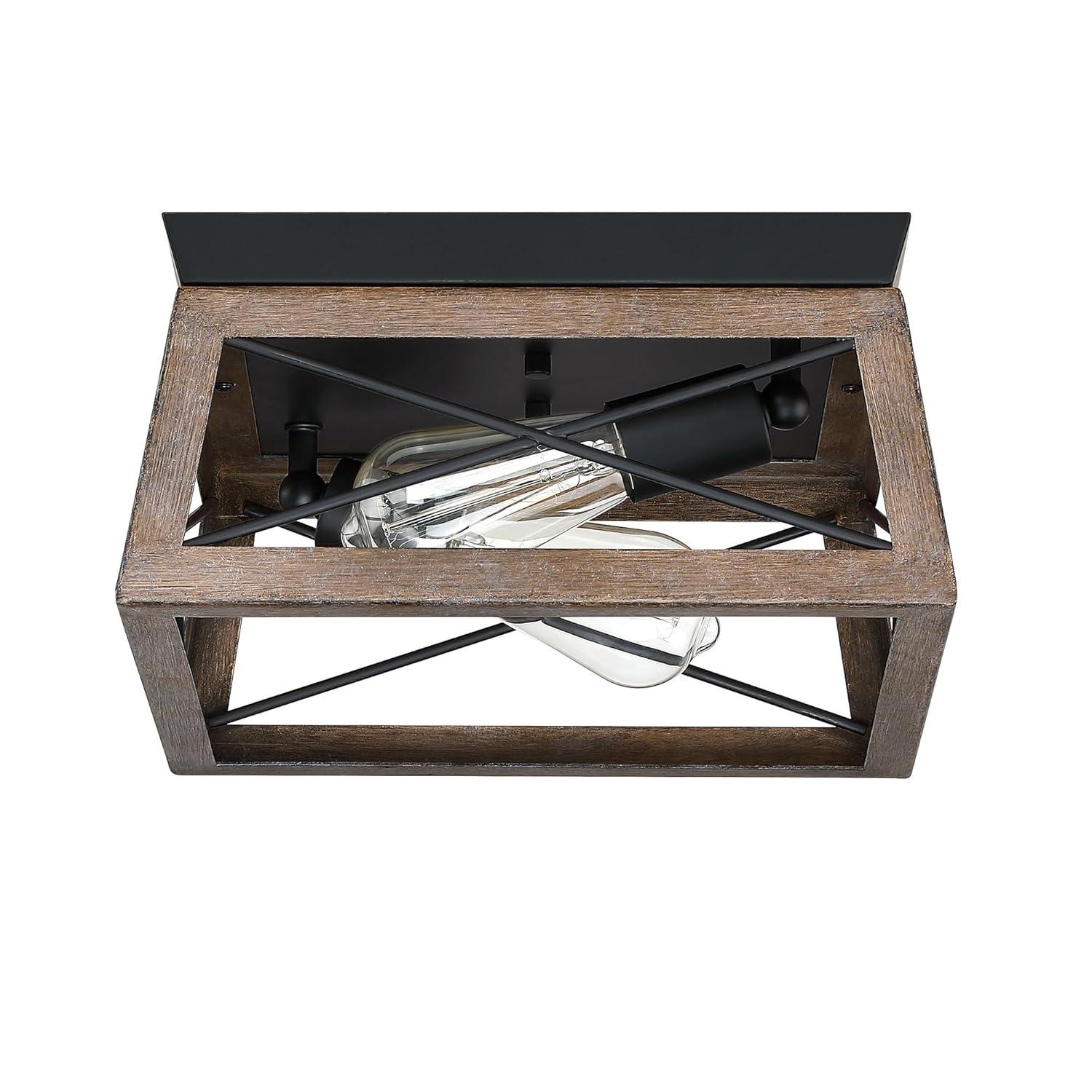 2-Light Finished Cage Classic Modern Dimmable Flush Mount Light