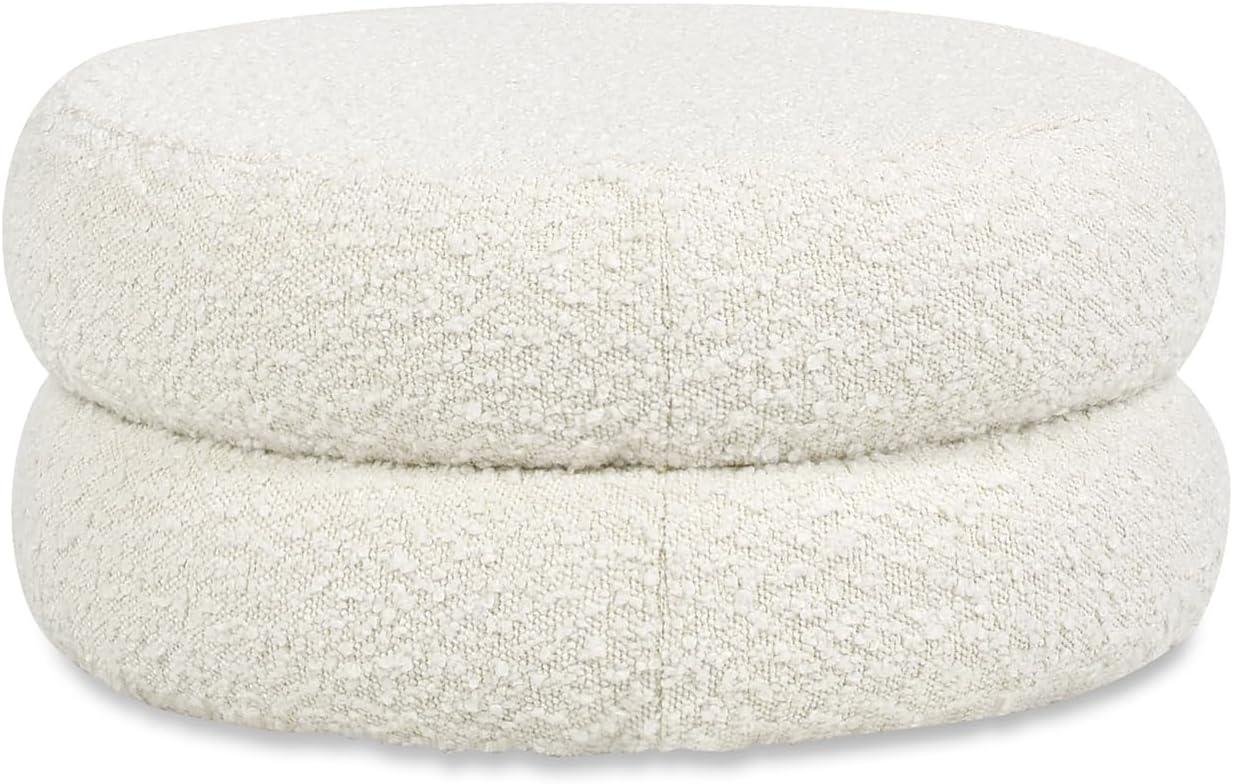 Homary 18.5" Floor Cushion Footrest Ottoman Ivory White Boucle