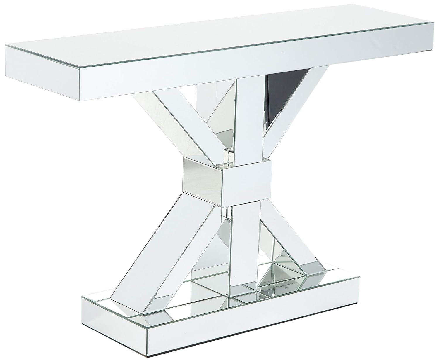 Coaster Company Essence Reventlow X-Shaped Base Console Table Clear Mirror