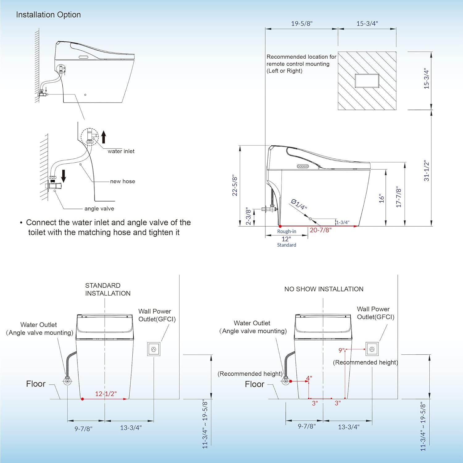 Auto Open/Close Smart Bidet Toilet with Built-in Tank, ADA Height, Auto/Blackout Flush, Heated Seat