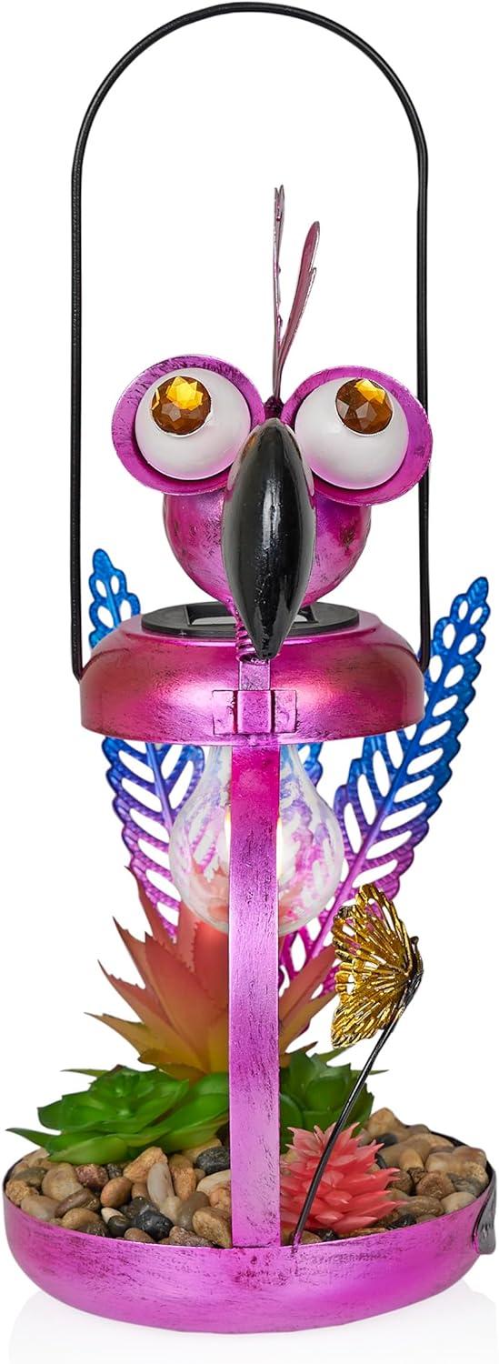 LAZ328HH Quirky Metal Rainbow Bird Decor, Animal Statue for Patio, Lawn & Garden, 21" H, Multicolor