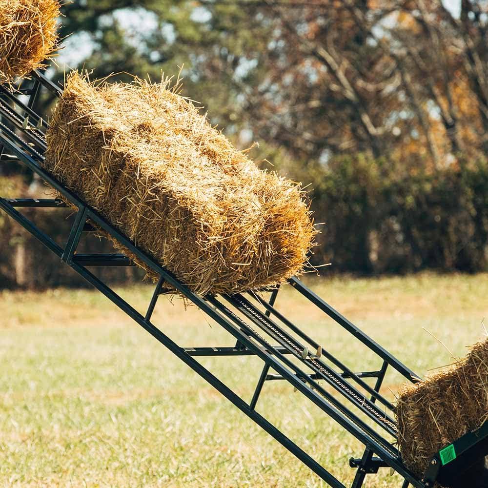 Titan Attachments Chain Drive 15ft Square Hay Bale Elevator Base Unit with 3/4 HP Motor, Charcoal Finish, Hay Harvesting Agricultural Equipment