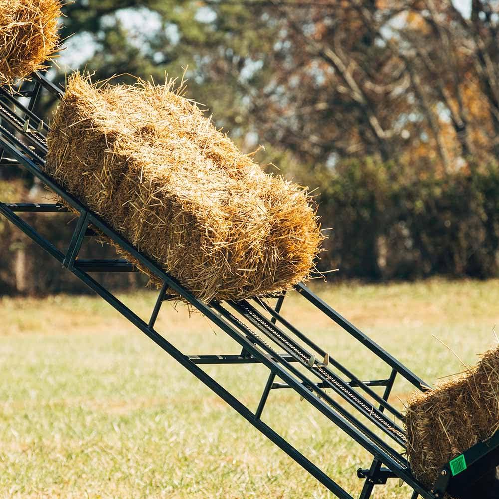 Titan Attachments Chain Drive 15ft Square Hay Bale Elevator Base Unit with 3/4 HP Motor, Charcoal Finish, Hay Harvesting Agricultural Equipment