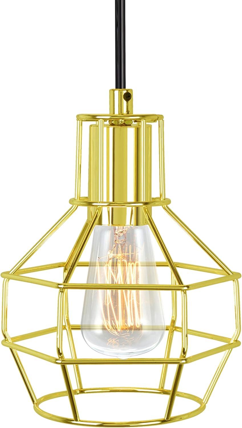 Aspen Creative 61122-11, One-Light Hanging Mini Pendant Ceiling Light, Transitional Design in Polished Brass Finish, 4-1/2" Wide