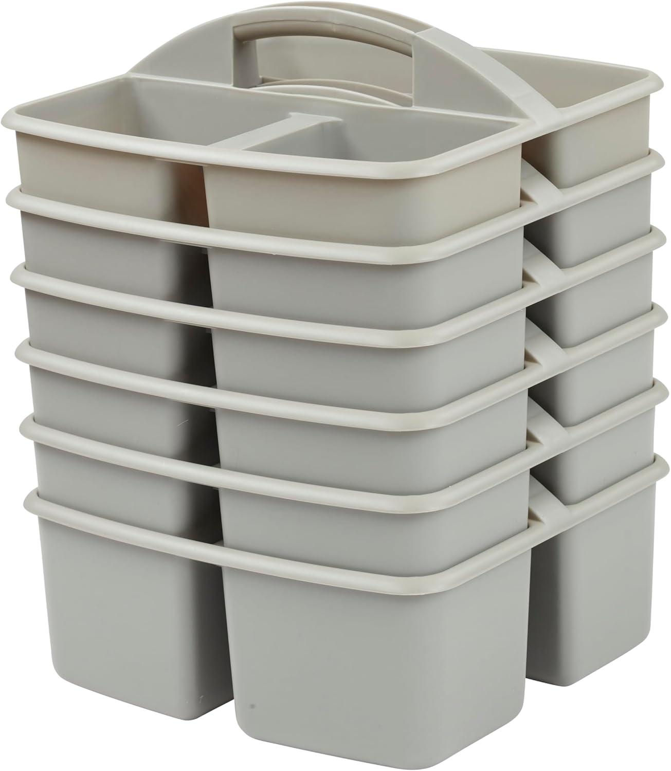 ECR4Kids 3-Compartment Storage Caddy, Grey, 6-Pack