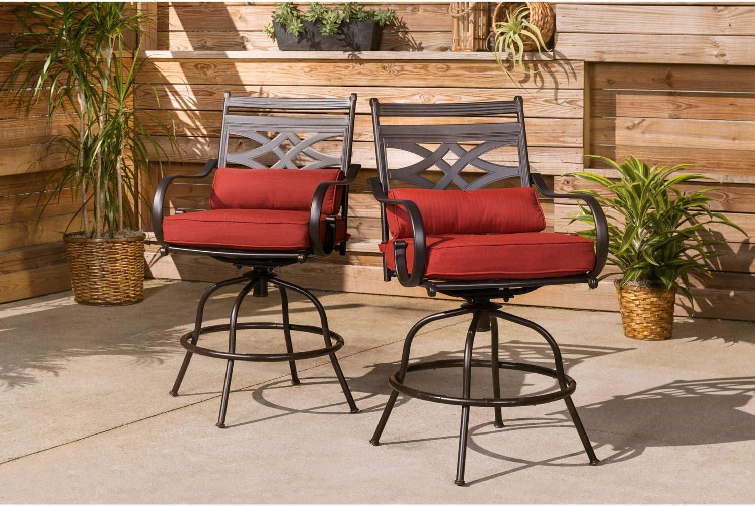 Montclair 5-Piece Steel Outdoor Dining Set with Chili Red Cushions