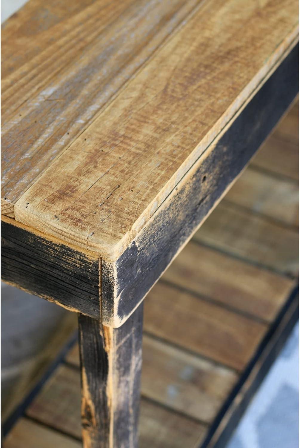 46" Reclaimed Wood Natural Console Table with Storage