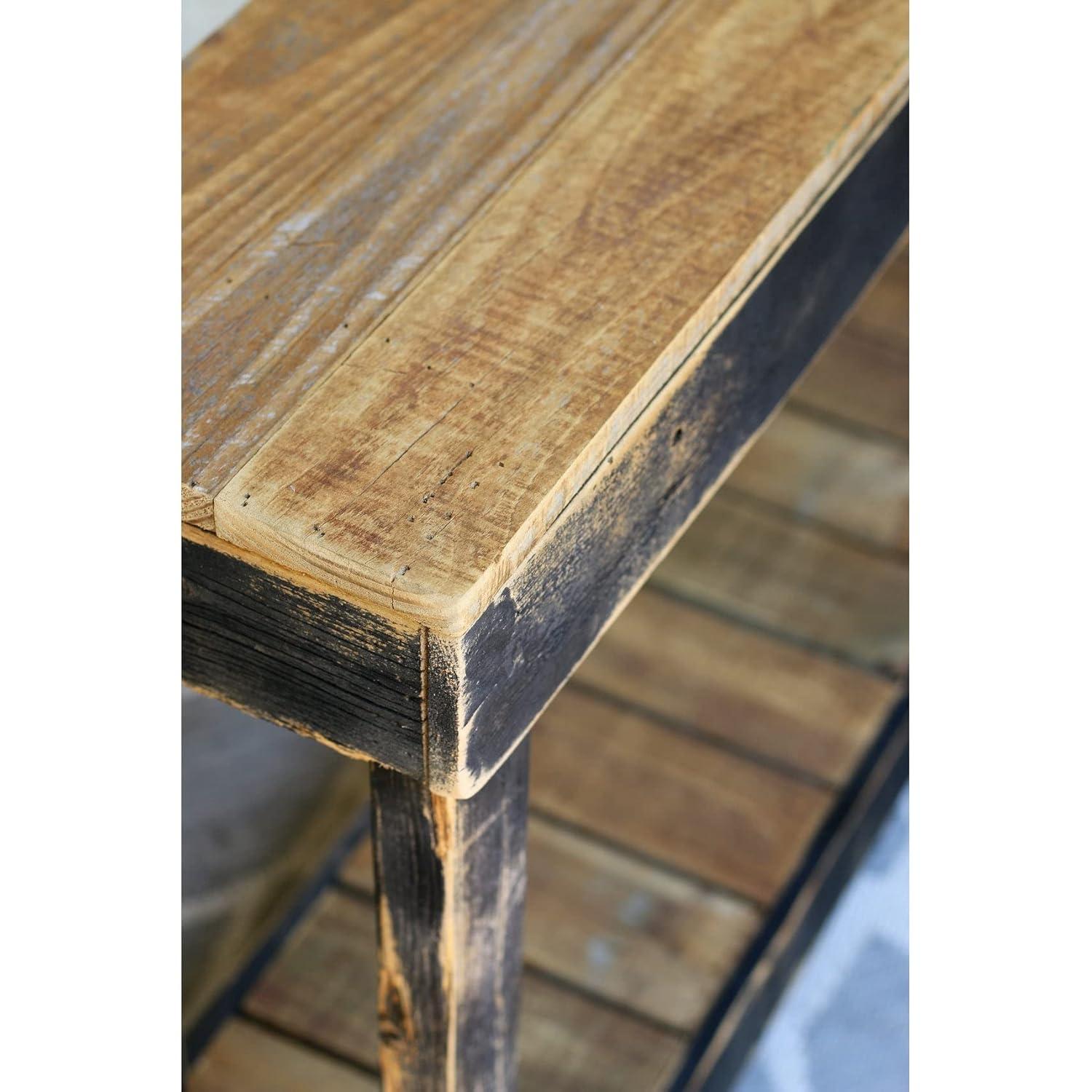 46" Reclaimed Wood Natural Console Table with Storage
