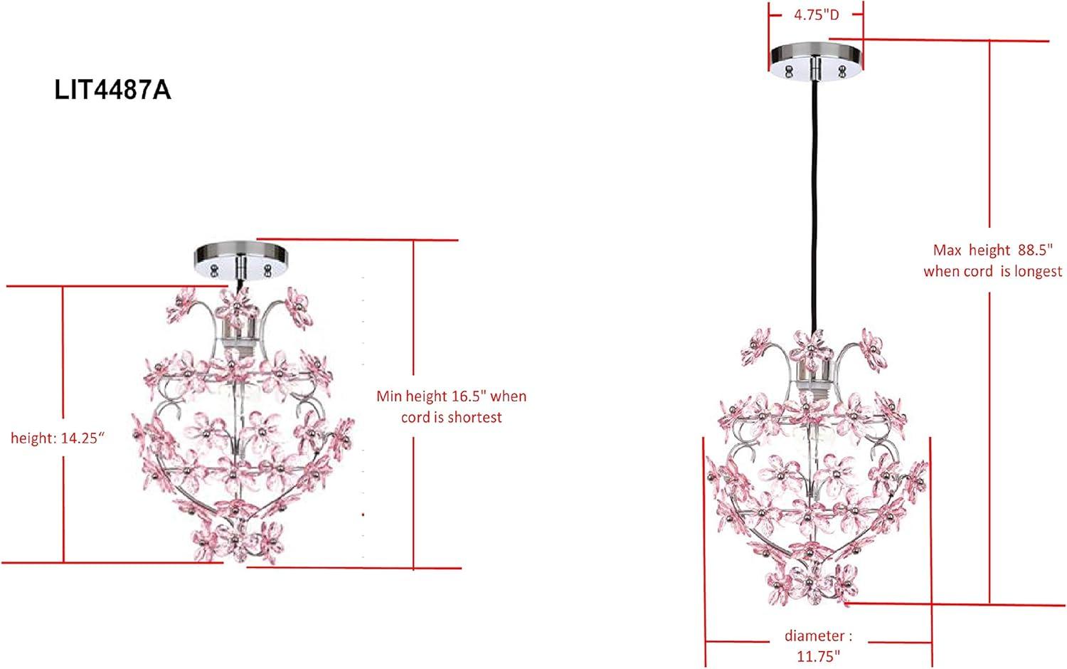 Raz Floral Pendant Lamp - LIT4487 - Chrome - Safavieh