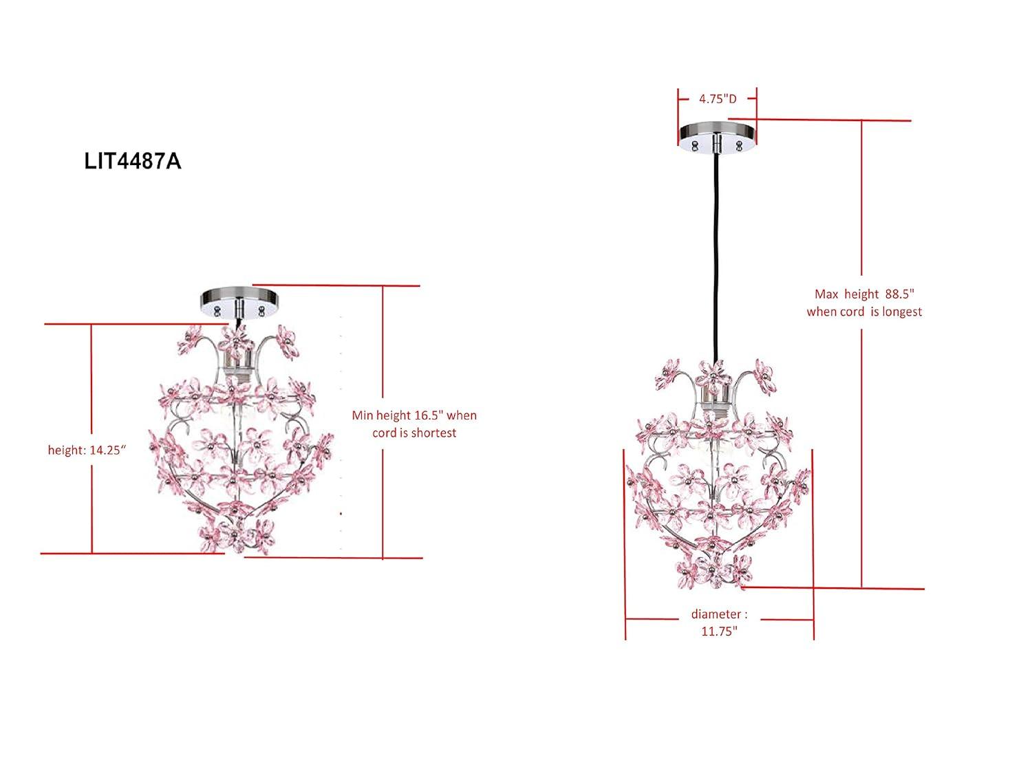 Raz Floral Pendant Lamp - LIT4487 - Chrome - Safavieh