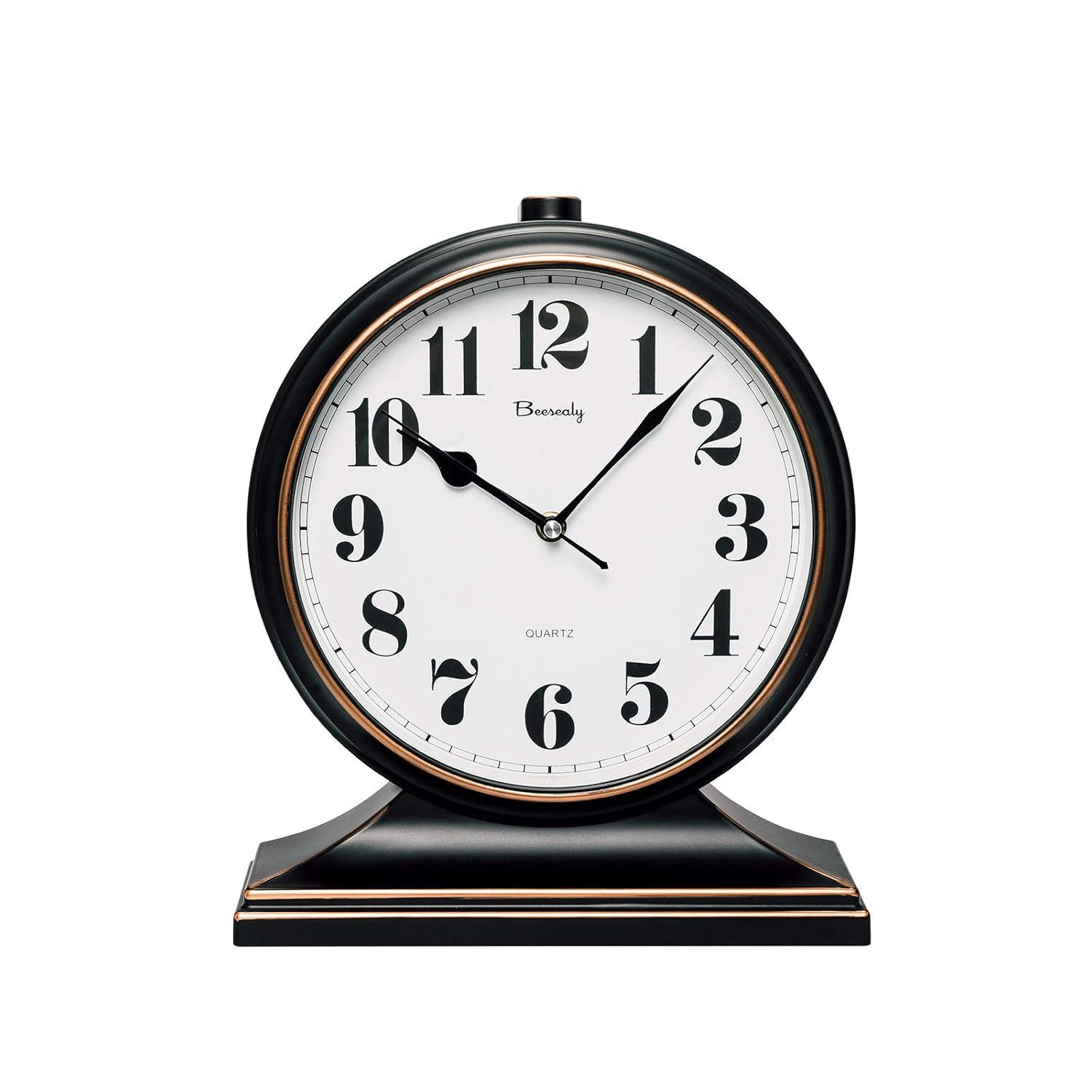 Table Clock-Modern Table Clock Silent-Non-Ticking 10-inch dial, Clear and Easy to Read, Used for Living Room, Bedroom Decoration