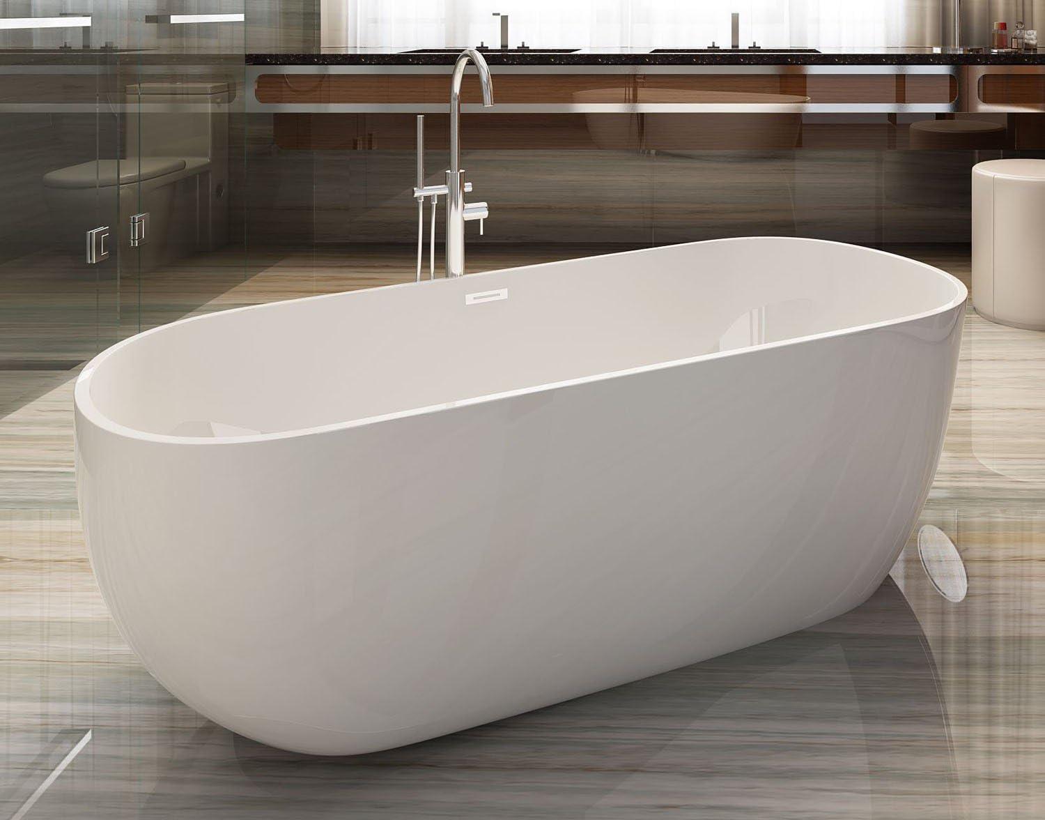 59'' x 28'' Freestanding Soaking Acrylic Bathtub