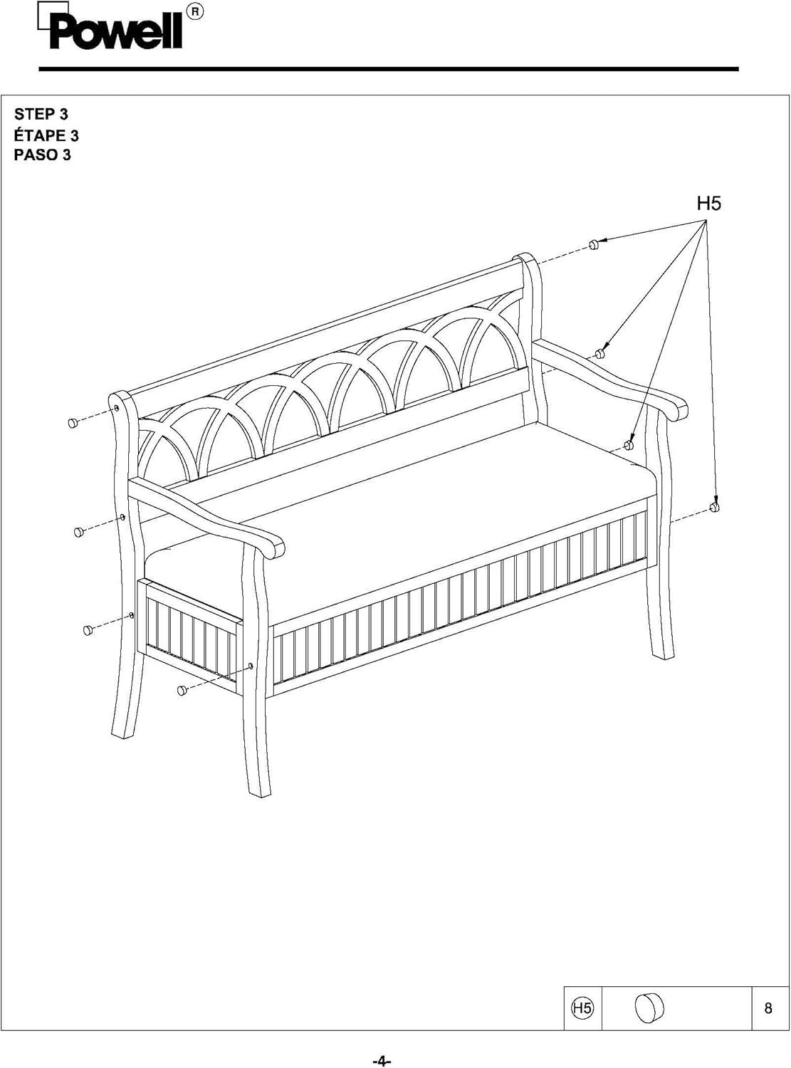 Powell Elliana Storage Bench, Teal Finish with Beige Fabric