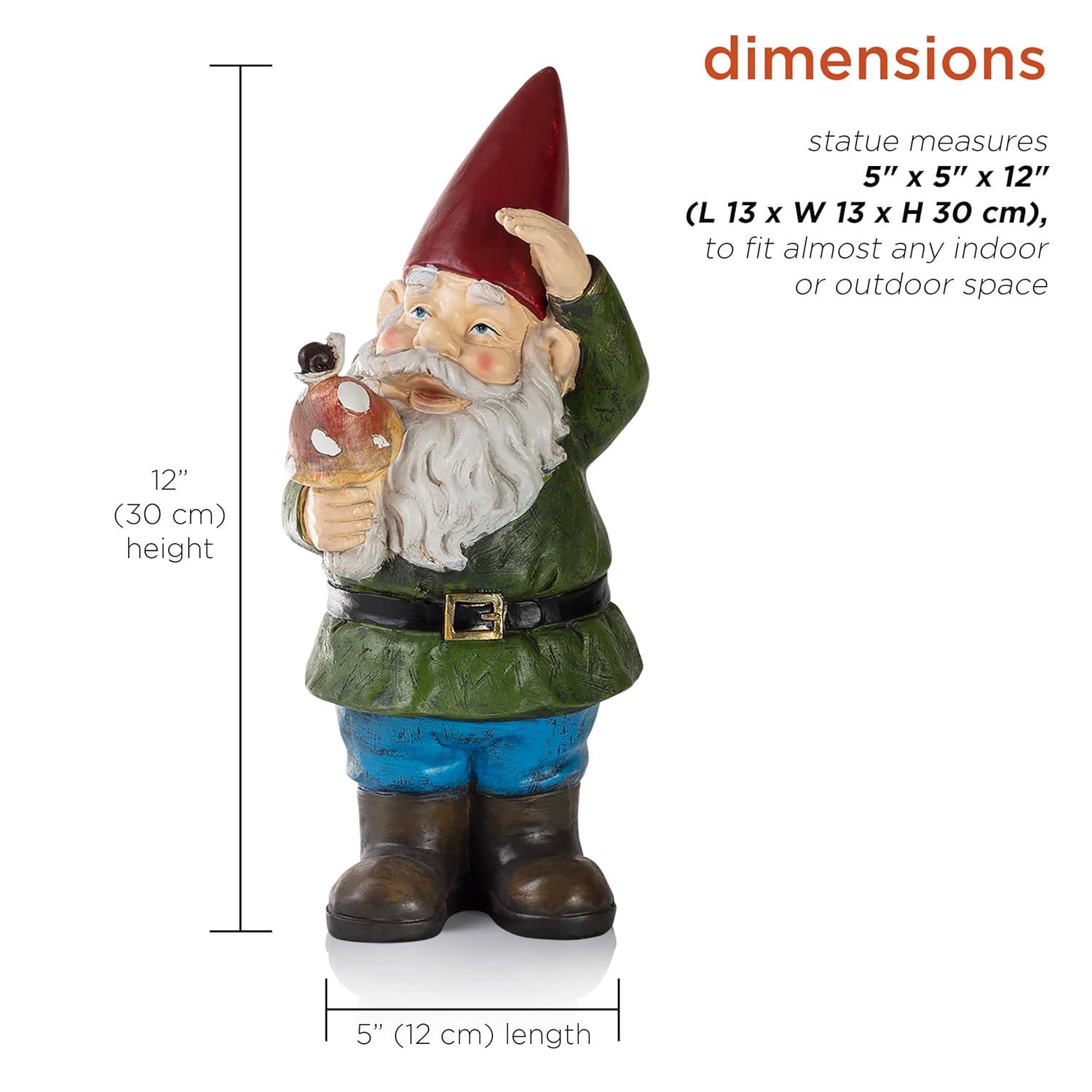 Alpine Corporation 12" Gnome Holding a Mushroom Garden Statue