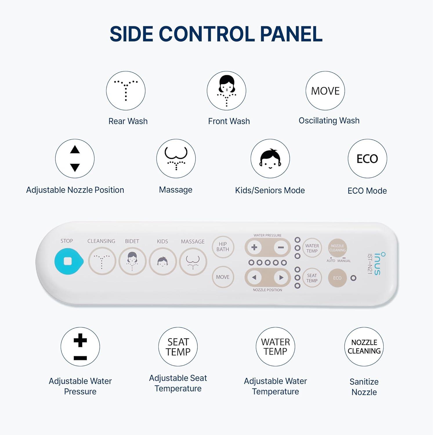 INUS Elongated Toilet Seat Bidet IST-N21