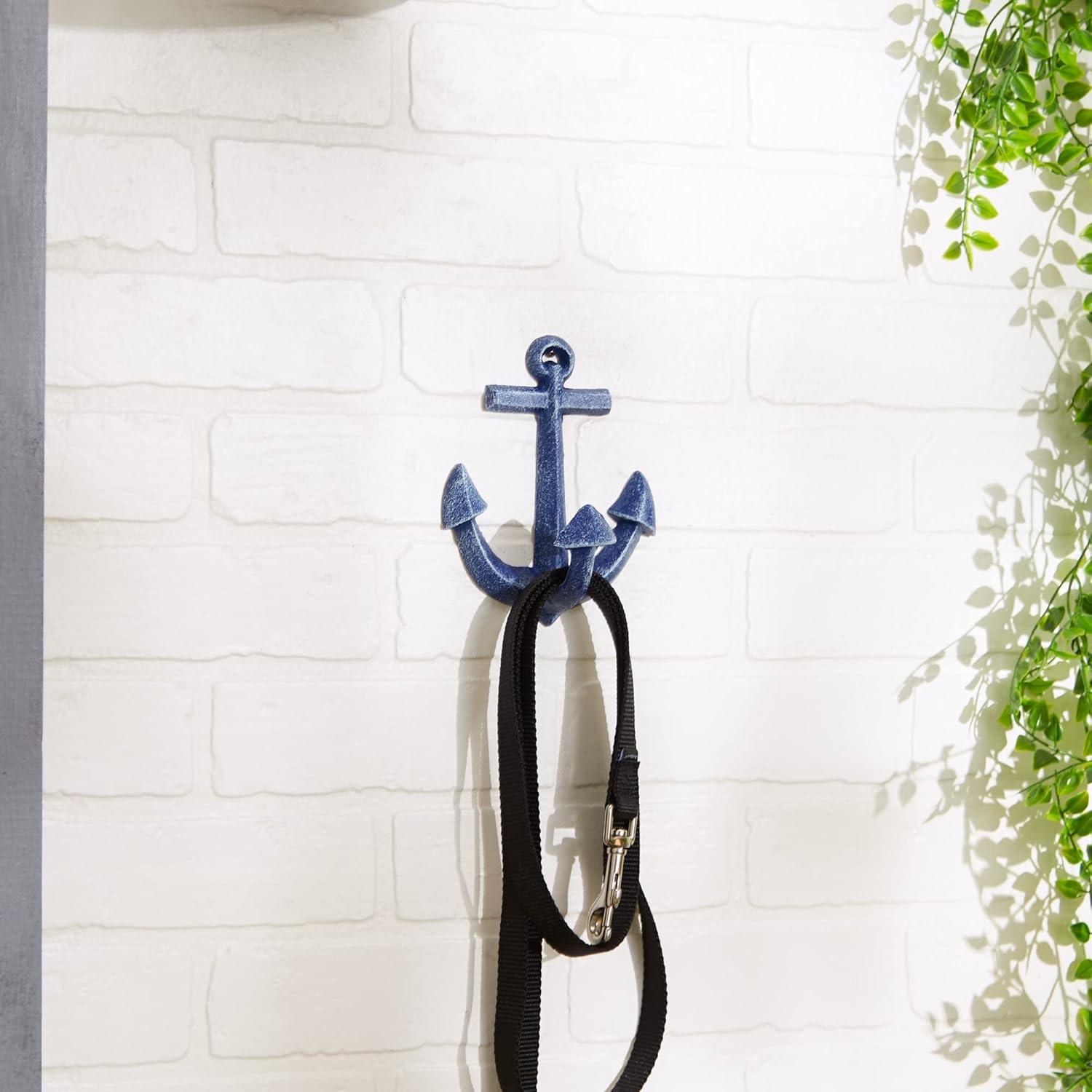 DII Decorative Cast Iron Wall Hook Collection, Blue Anchor