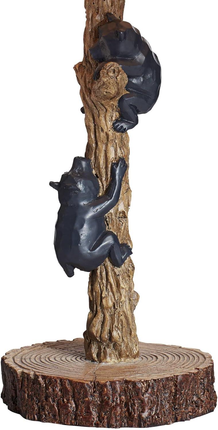 John Timberland Climbing Bears 22 1/2" High Small Rustic Style Accent Table Lamps Set of 2 USB Port Brown Black Wood Finish Living Room Charging