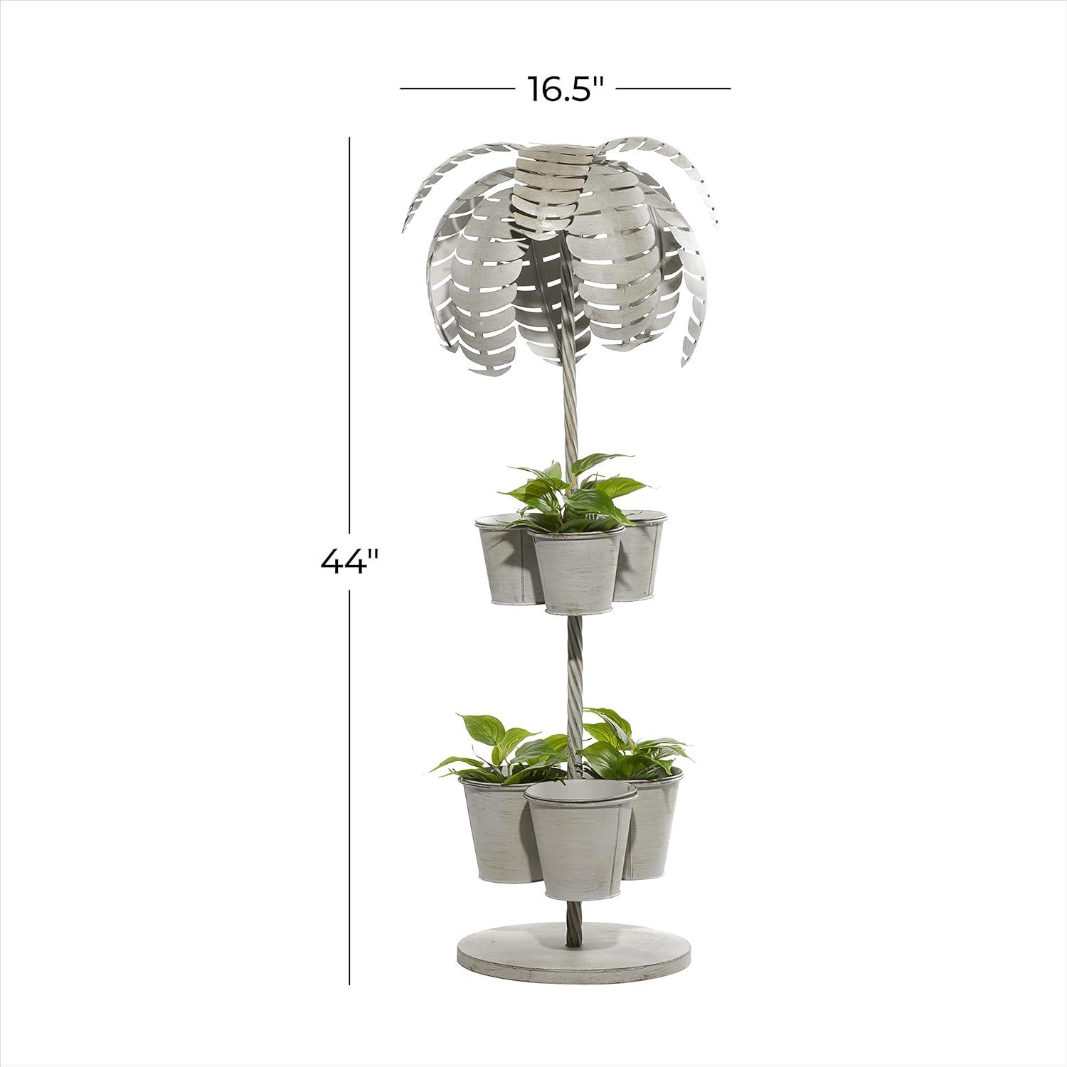 DecMode 17 In. Planter, Metal, Gray