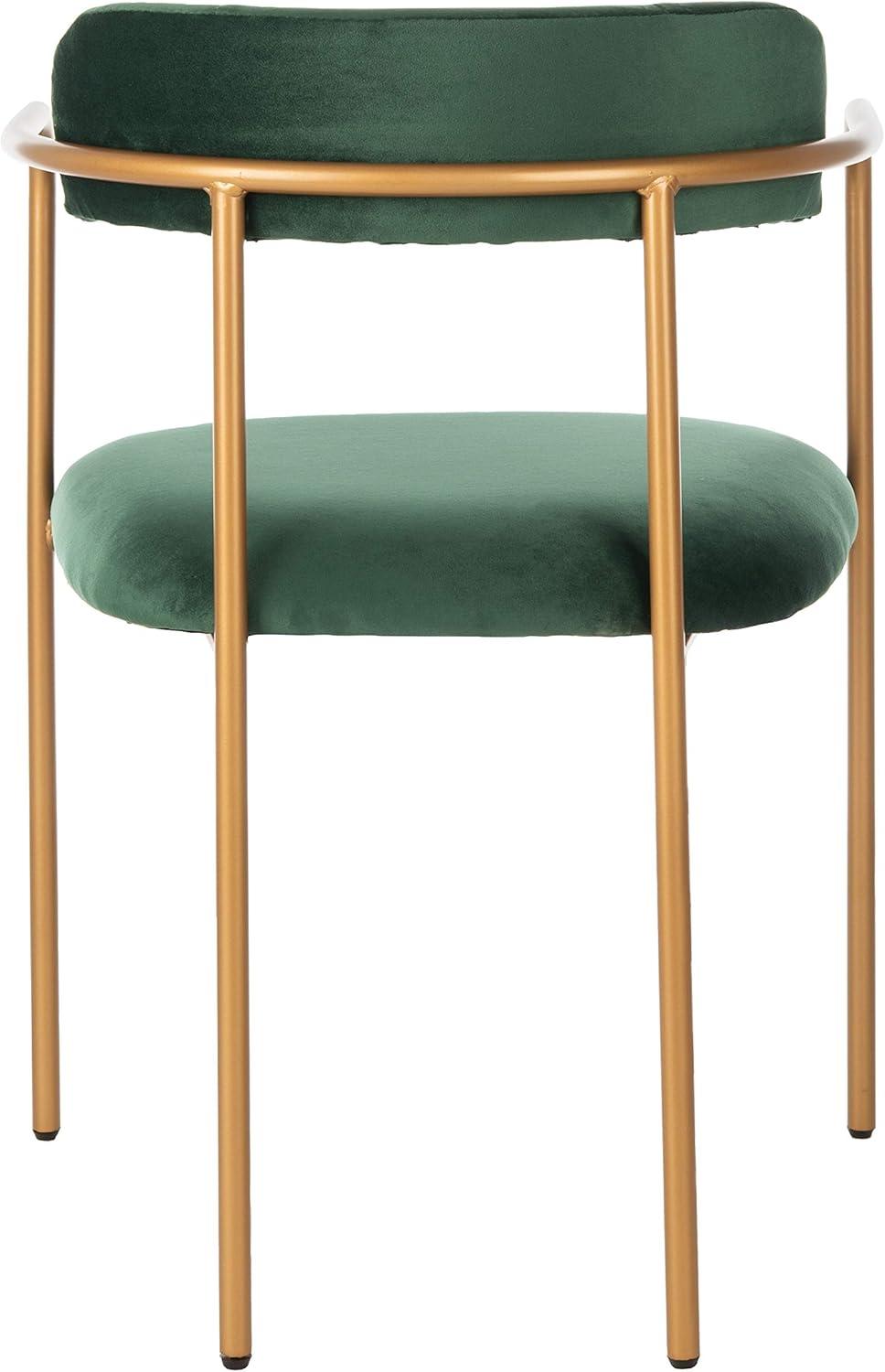 Malachite Green Velvet & Gold Metal Upholstered Side Chair