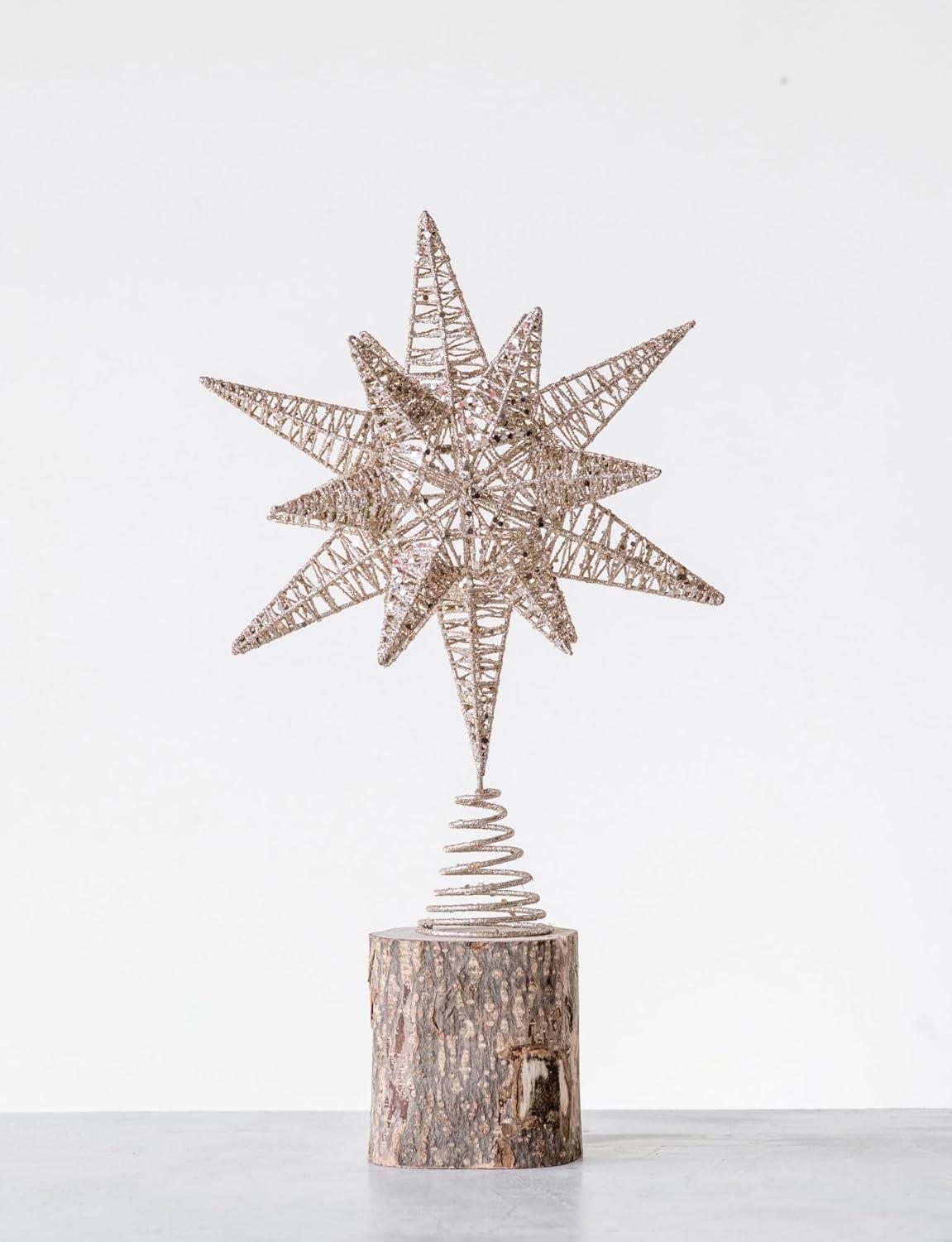 Gold Glitter Metal Star Christmas Tree Topper