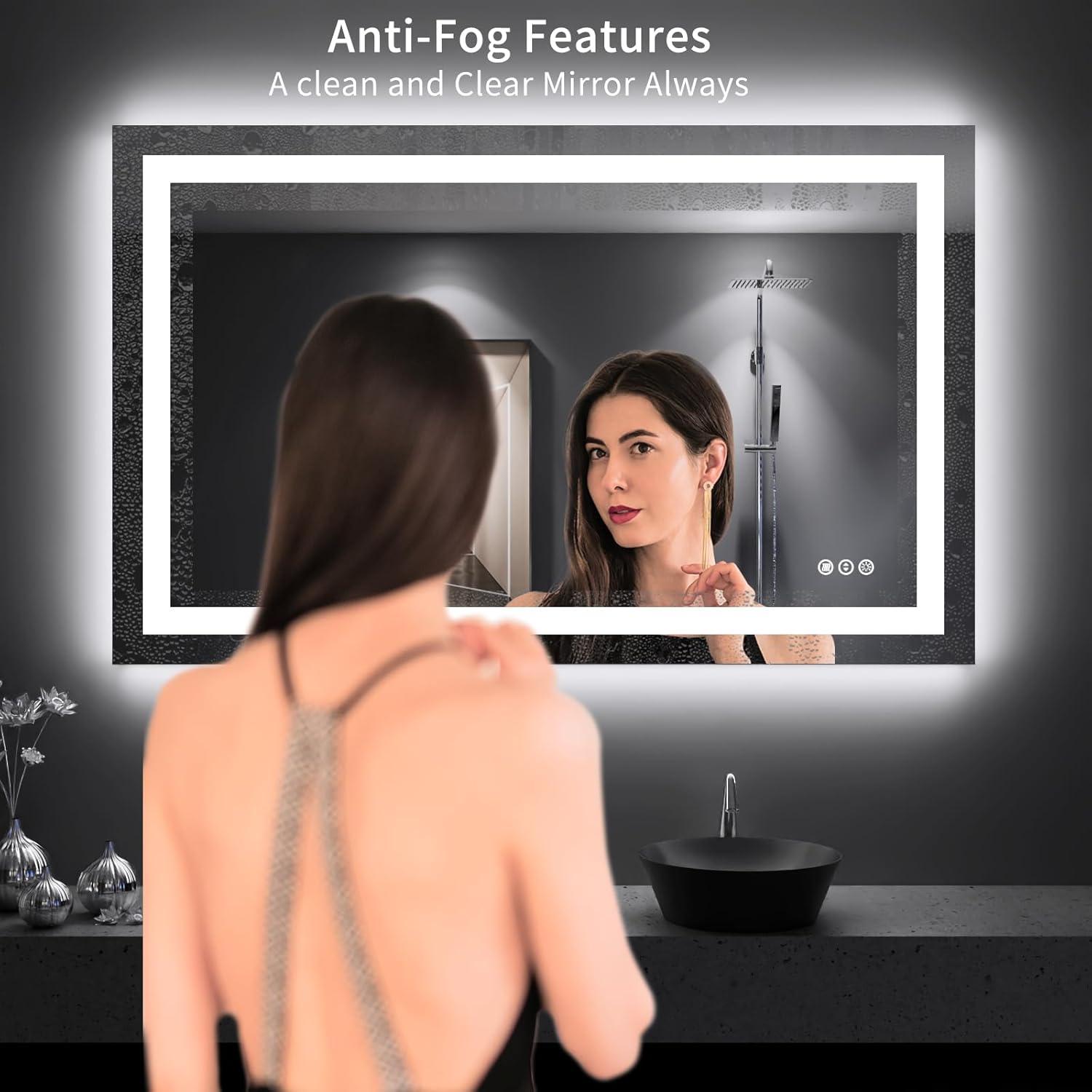 Frameless LED Bathroom Vanity Mirror with Anti-Fog and Dimmable Lights