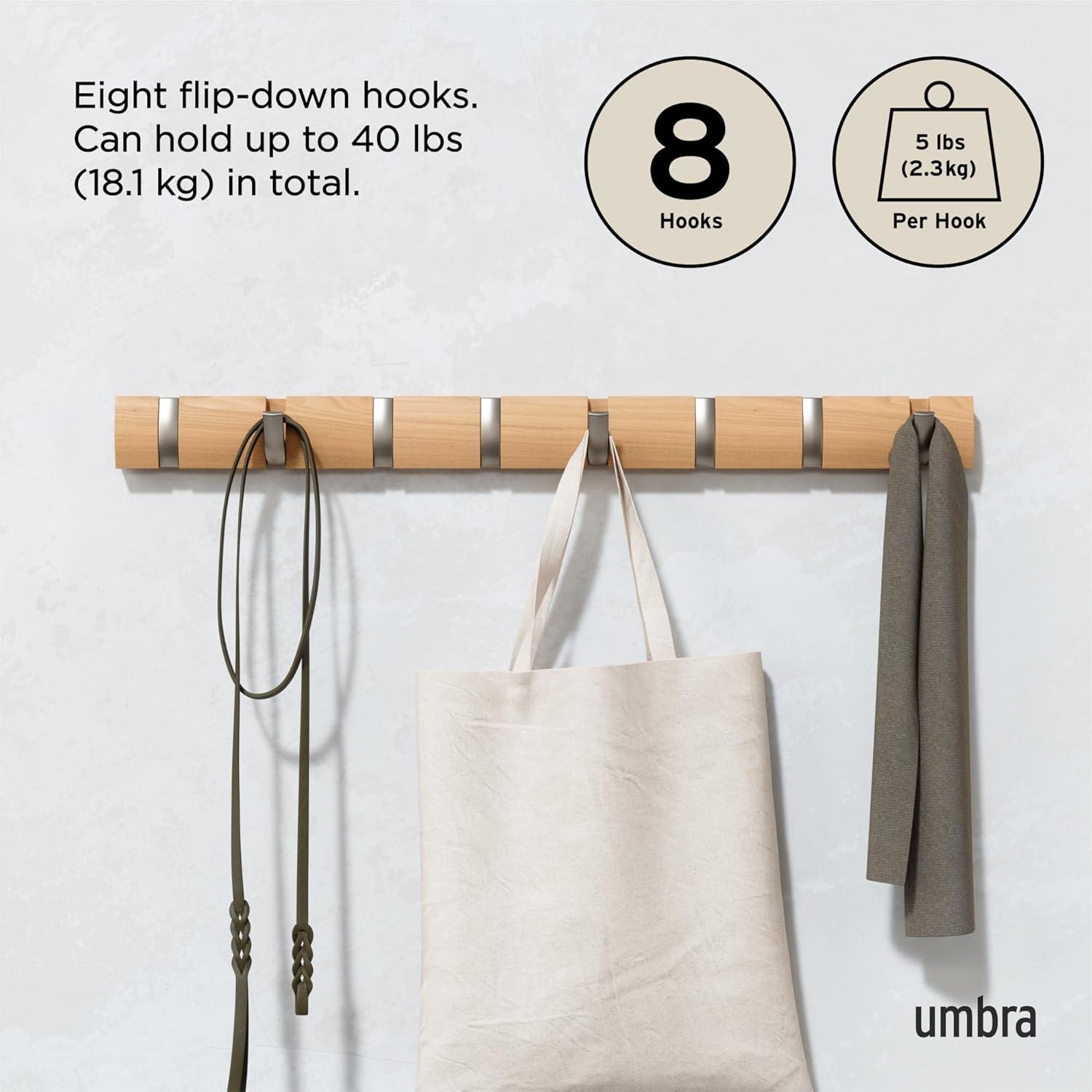 Flip 8 - Hook Solid Wood Coat Rack