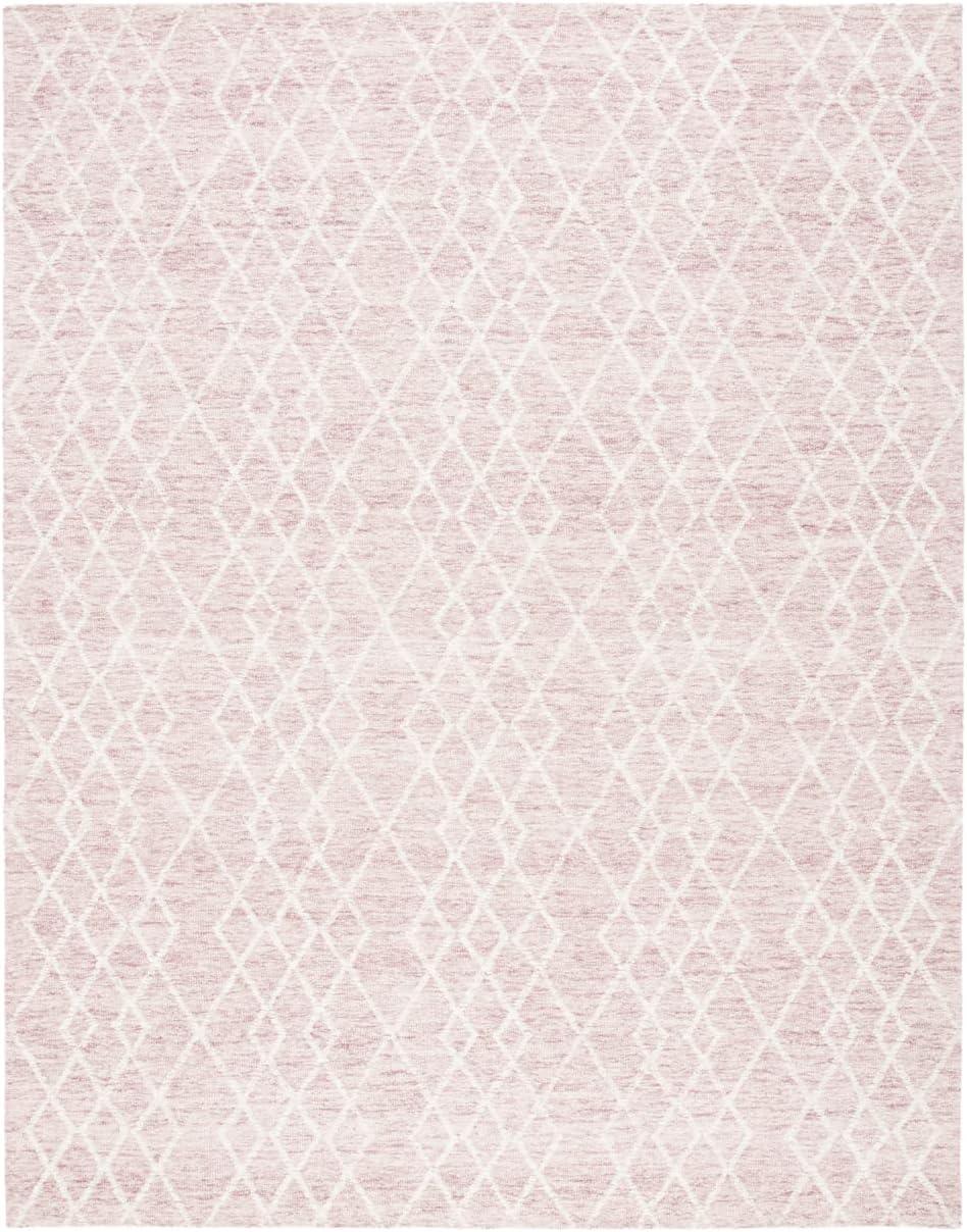 Ivory and Pink Hand-Tufted Wool 8' x 10' Area Rug