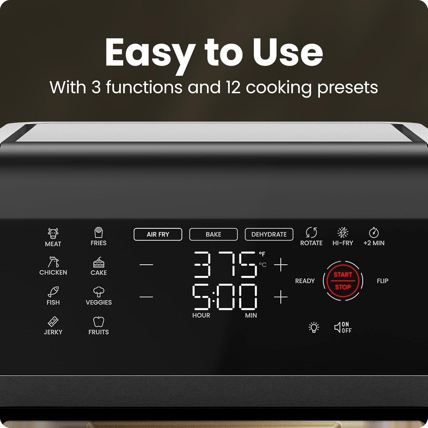 Chefman 6-in-1 Multifunctional Air Fryer Oven w/ 12 Qt Capacity, Digital Touchscreen - Black