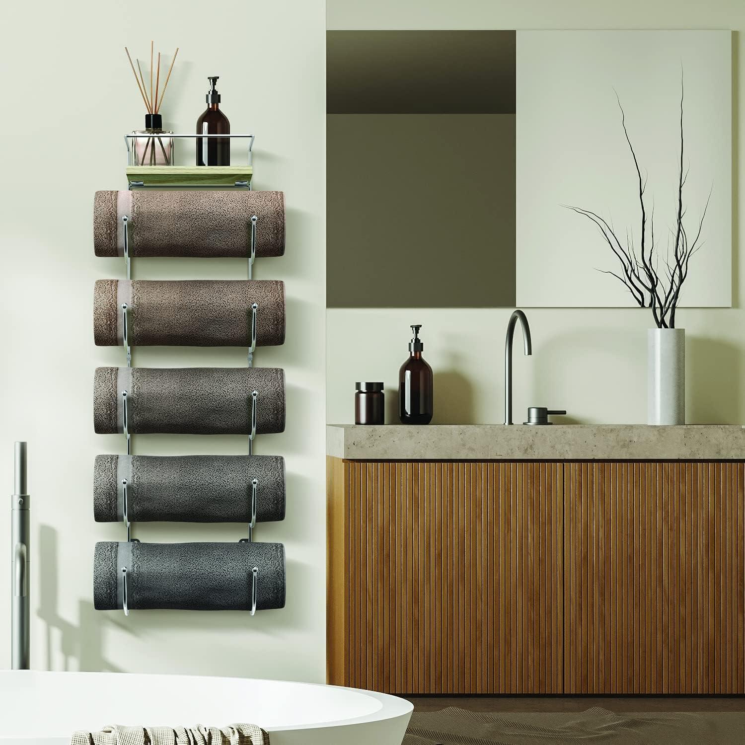 Sorbus 5-Tier Wall Mounted Metal Towel Rack with Shelf