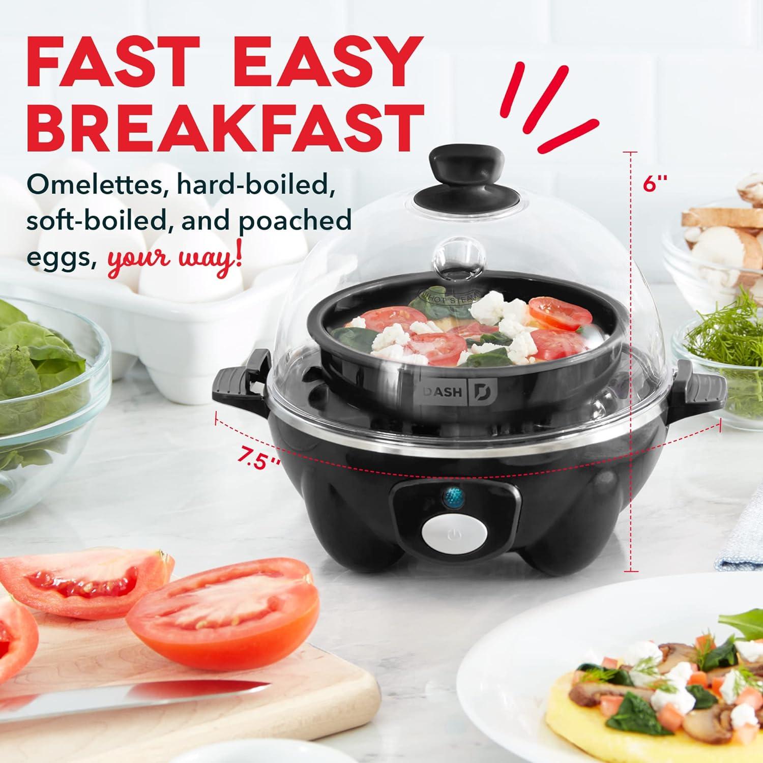 Black Electric 6-Egg Capacity Rapid Egg Cooker