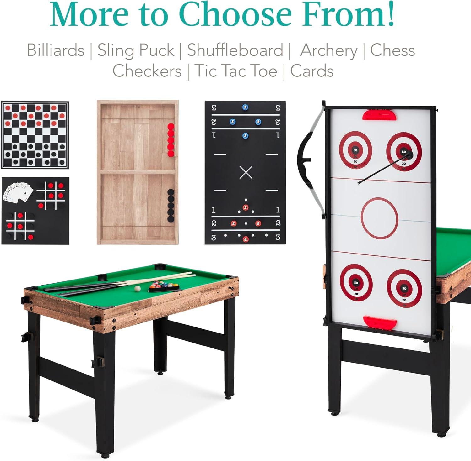 Best Choice Products 13-in-1 Combo Game Table Set w/ Ping Pong, Foosball, Basketball, Hockey, Archery - Natural