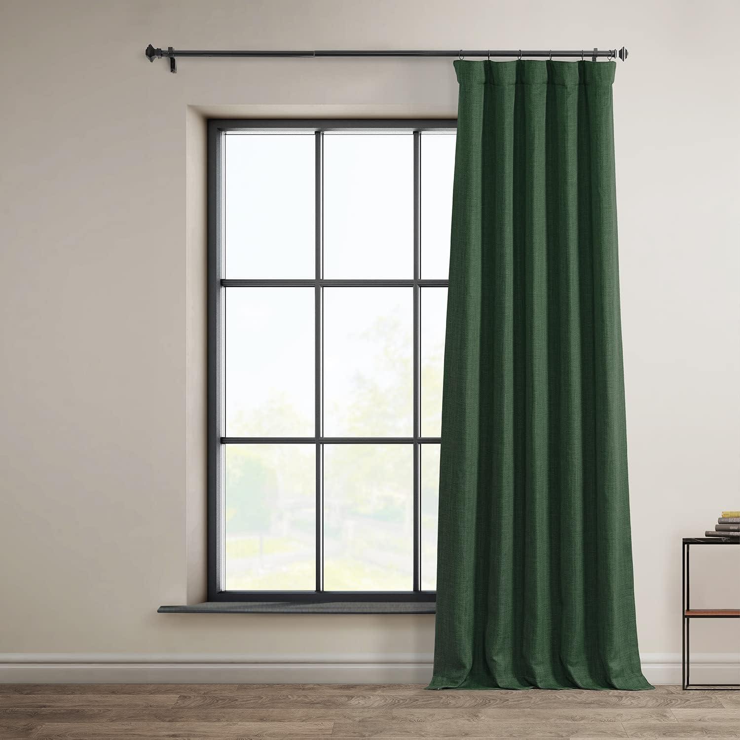 HPD Half Price Drapes Key Green Faux Linen Room Darkening Curtains for Bedroom & Living Room Curtains (1 Panel), Door & Window Curtains 84 inches long, Rod Pocket Curtains & Drapes, 50W X 84L