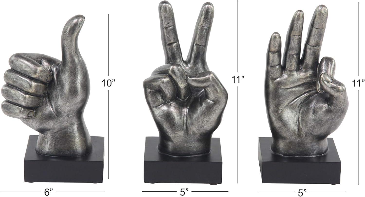 5"W, 11"H Dark Gray Polystone Hands Sculpture, by The Novogratz (3 Count)